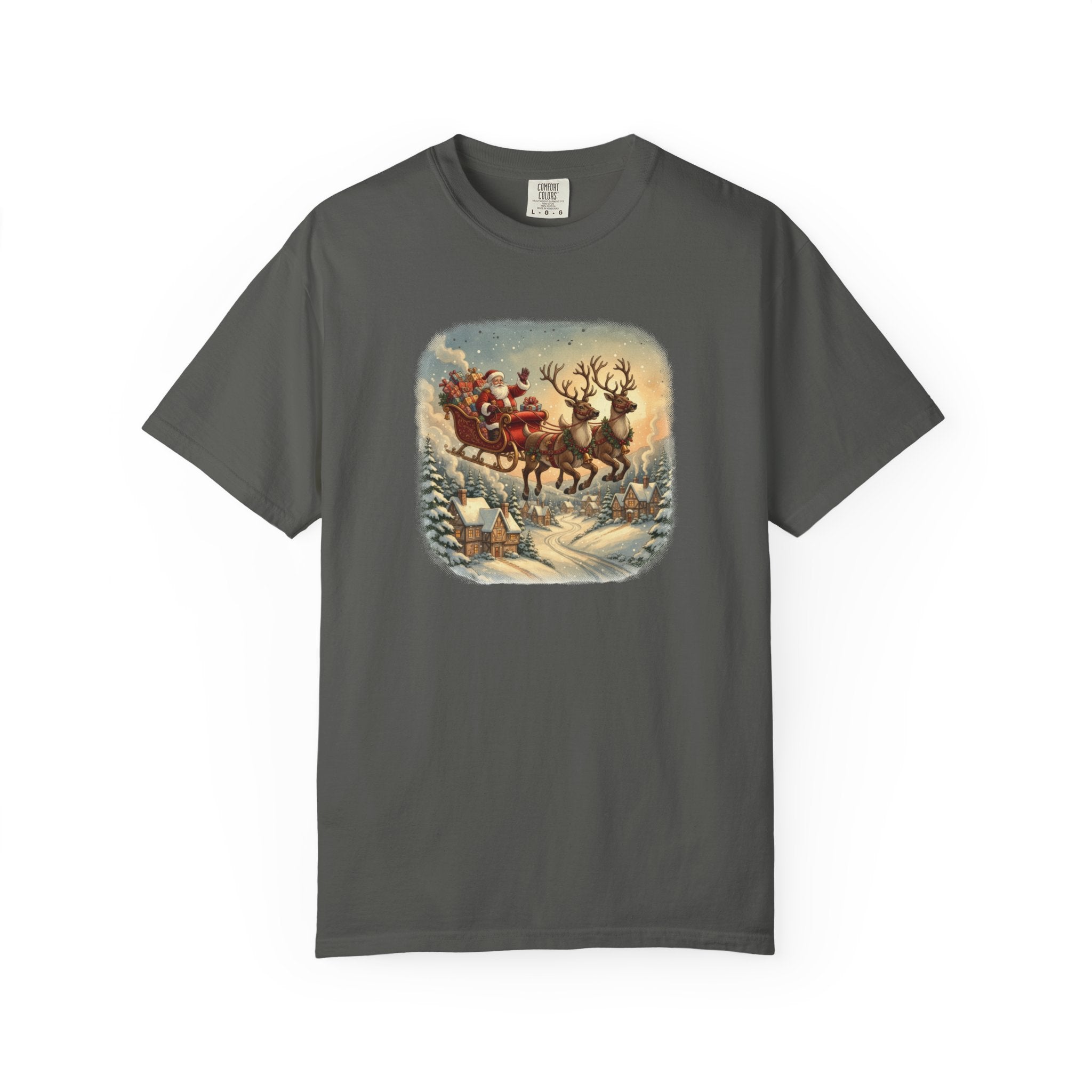 Santa's Sleigh Christmas Village Halftone T-Shirt