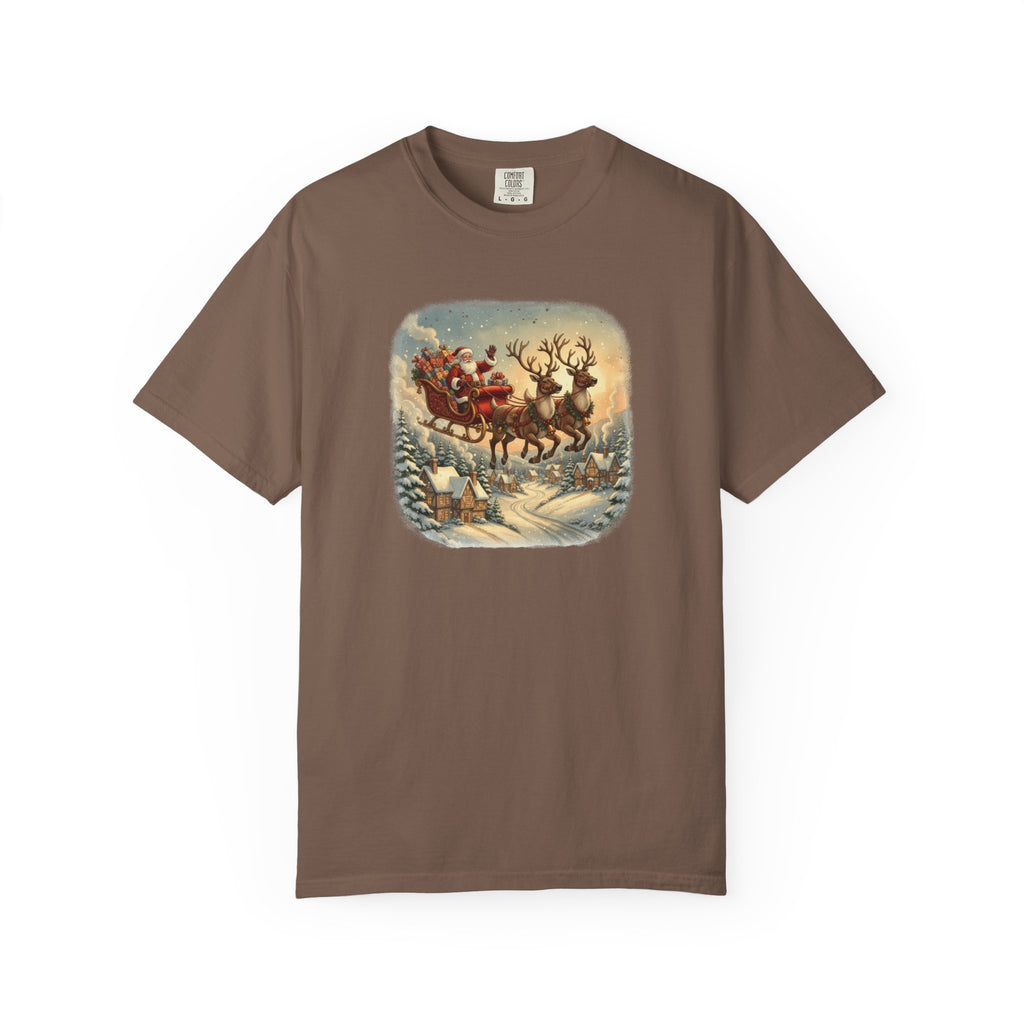 Santa's Sleigh Christmas Village Halftone T-Shirt