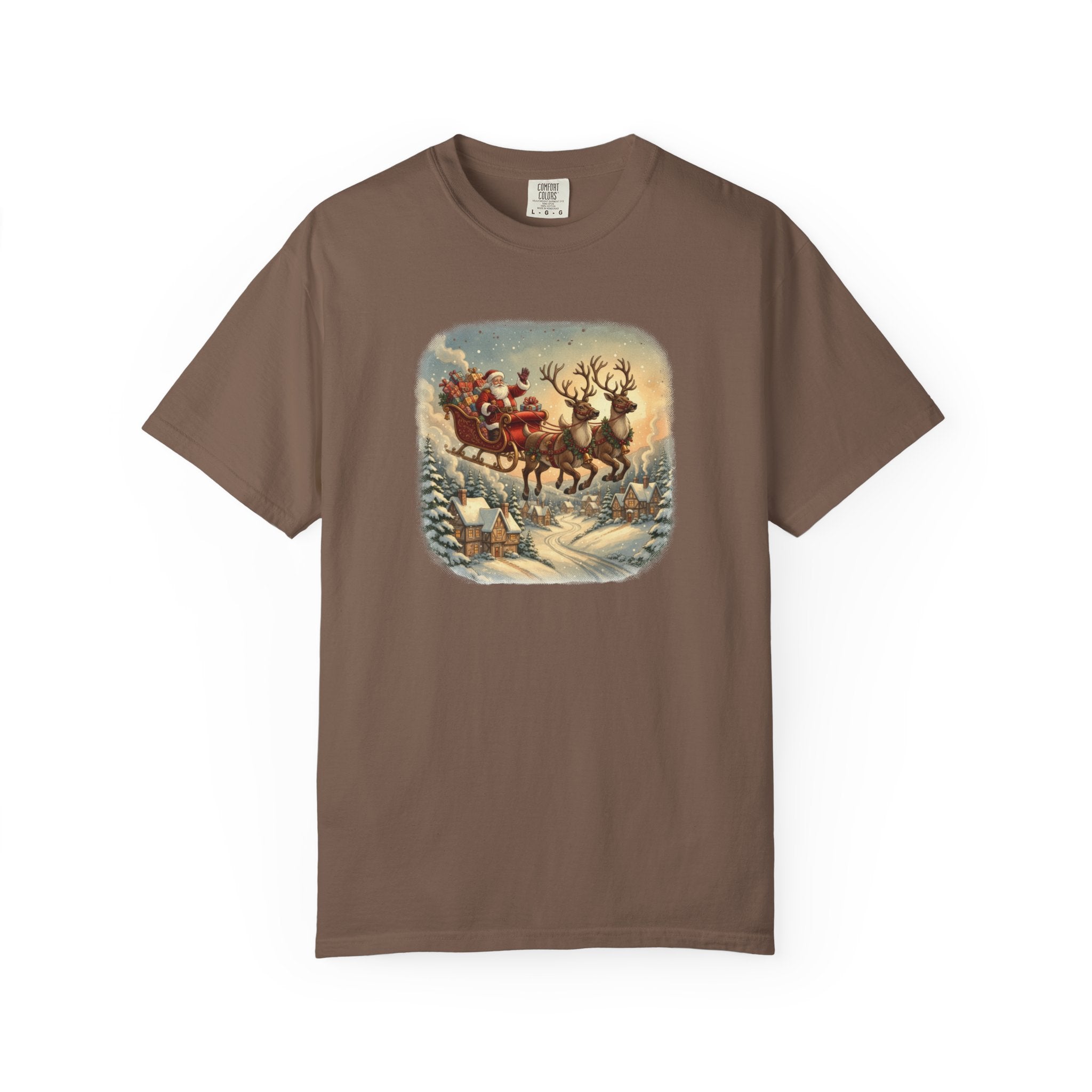 Santa's Sleigh Christmas Village Halftone T-Shirt
