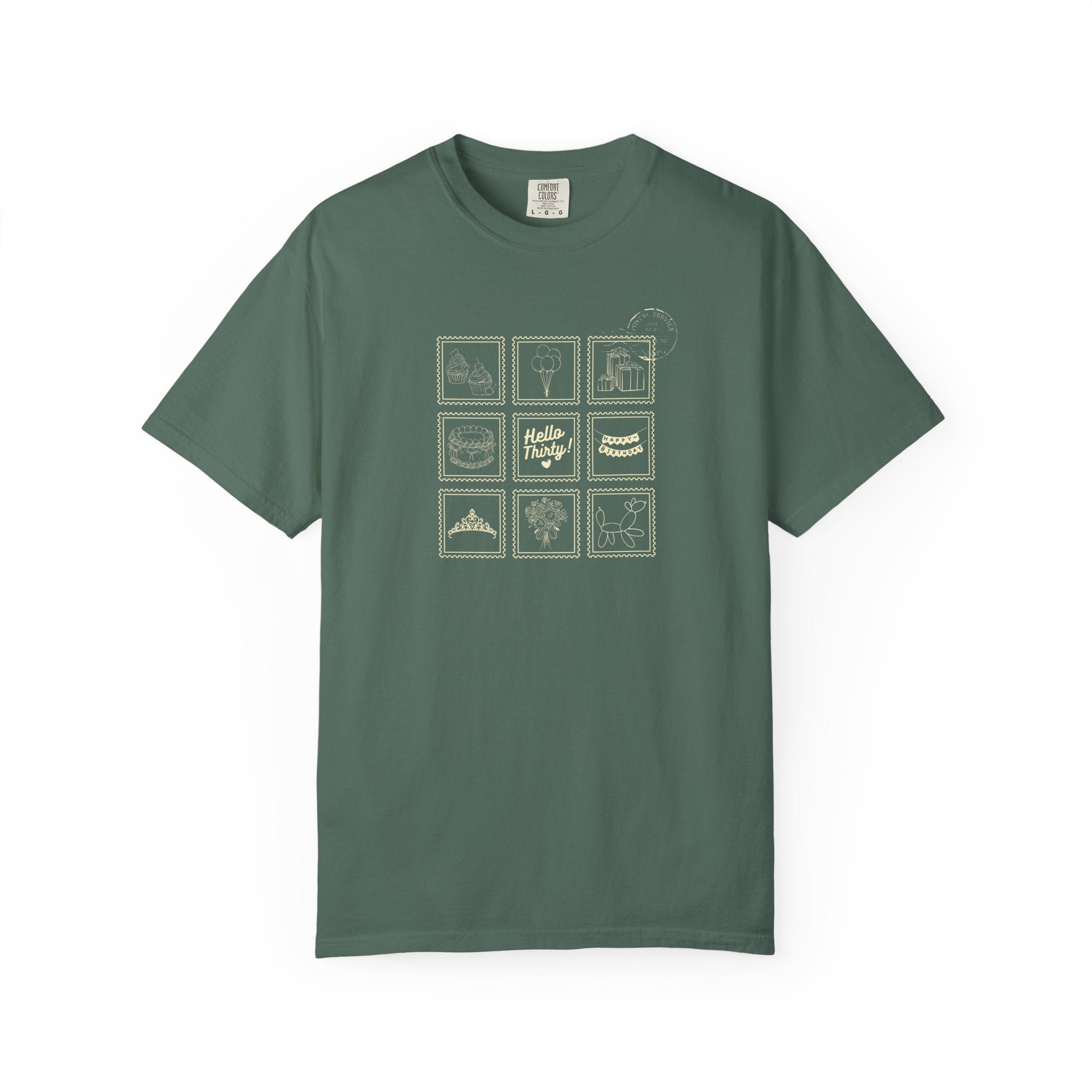 Hello Thirty Milstone Stamp Collection T-Shirt