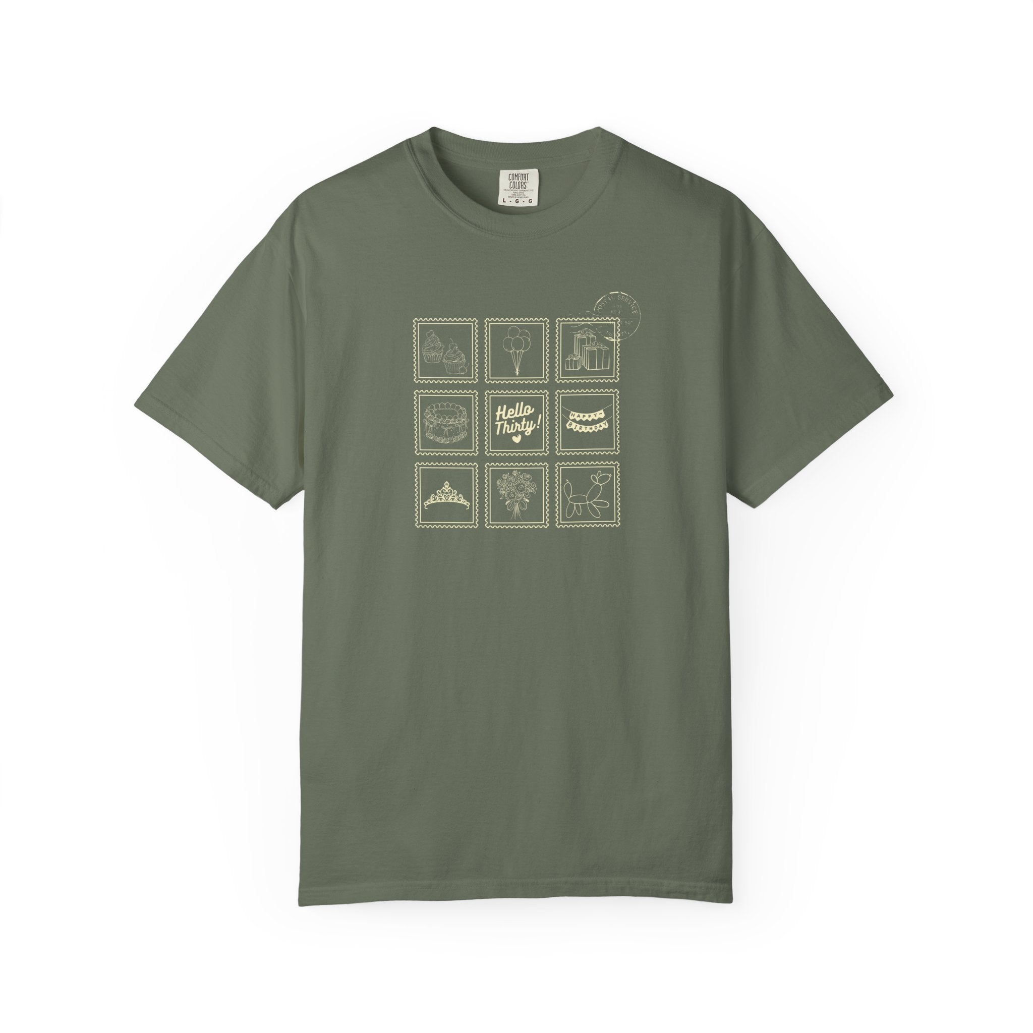 Hello Thirty Milstone Stamp Collection T-Shirt