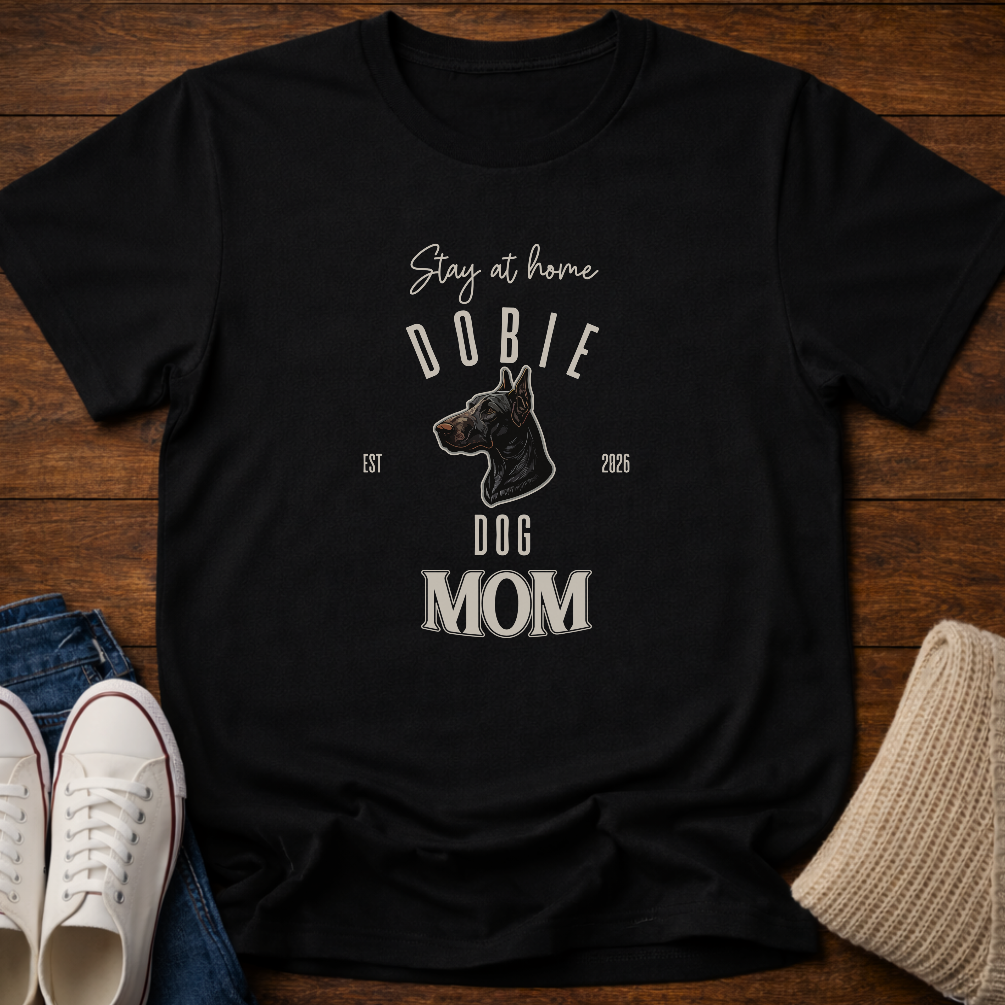 Stay at Home Dobie Mom T-Shirt