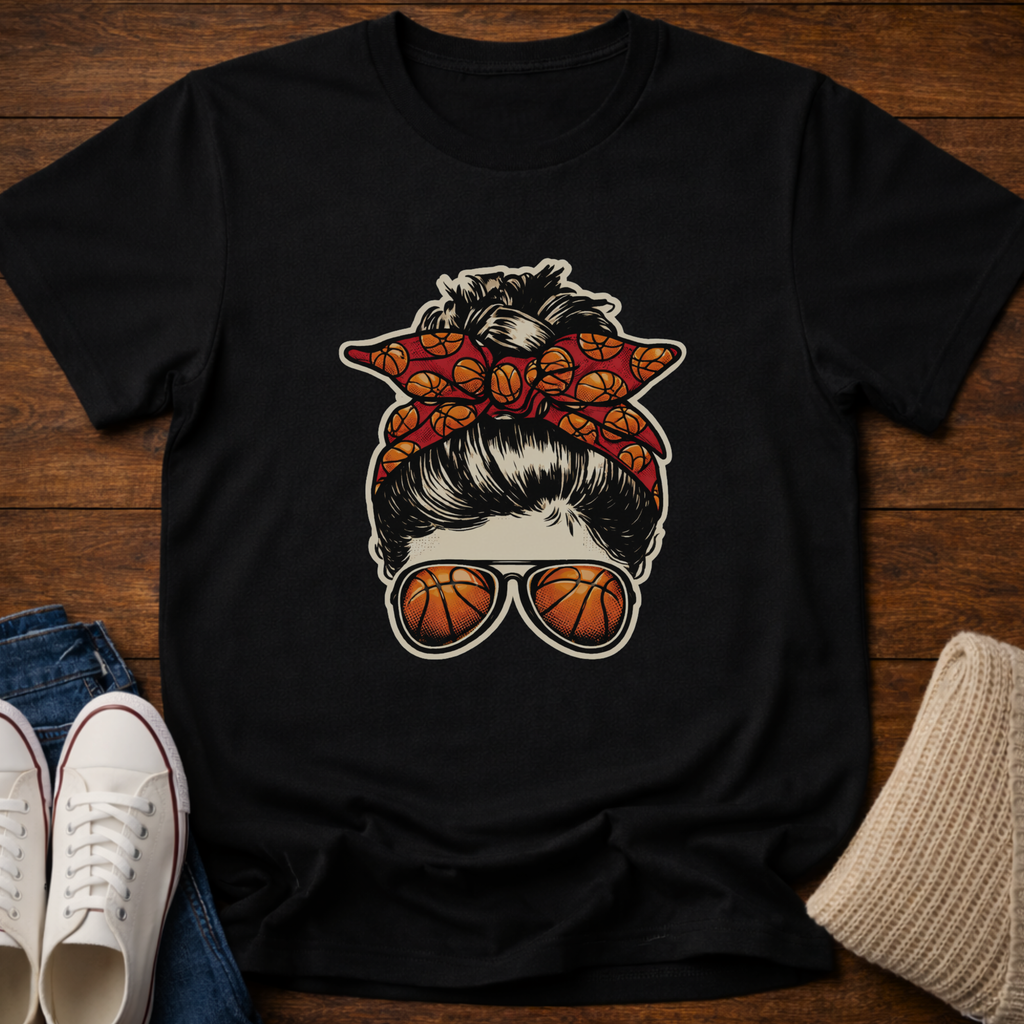 Basketball Mom Messy Bun T-Shirt