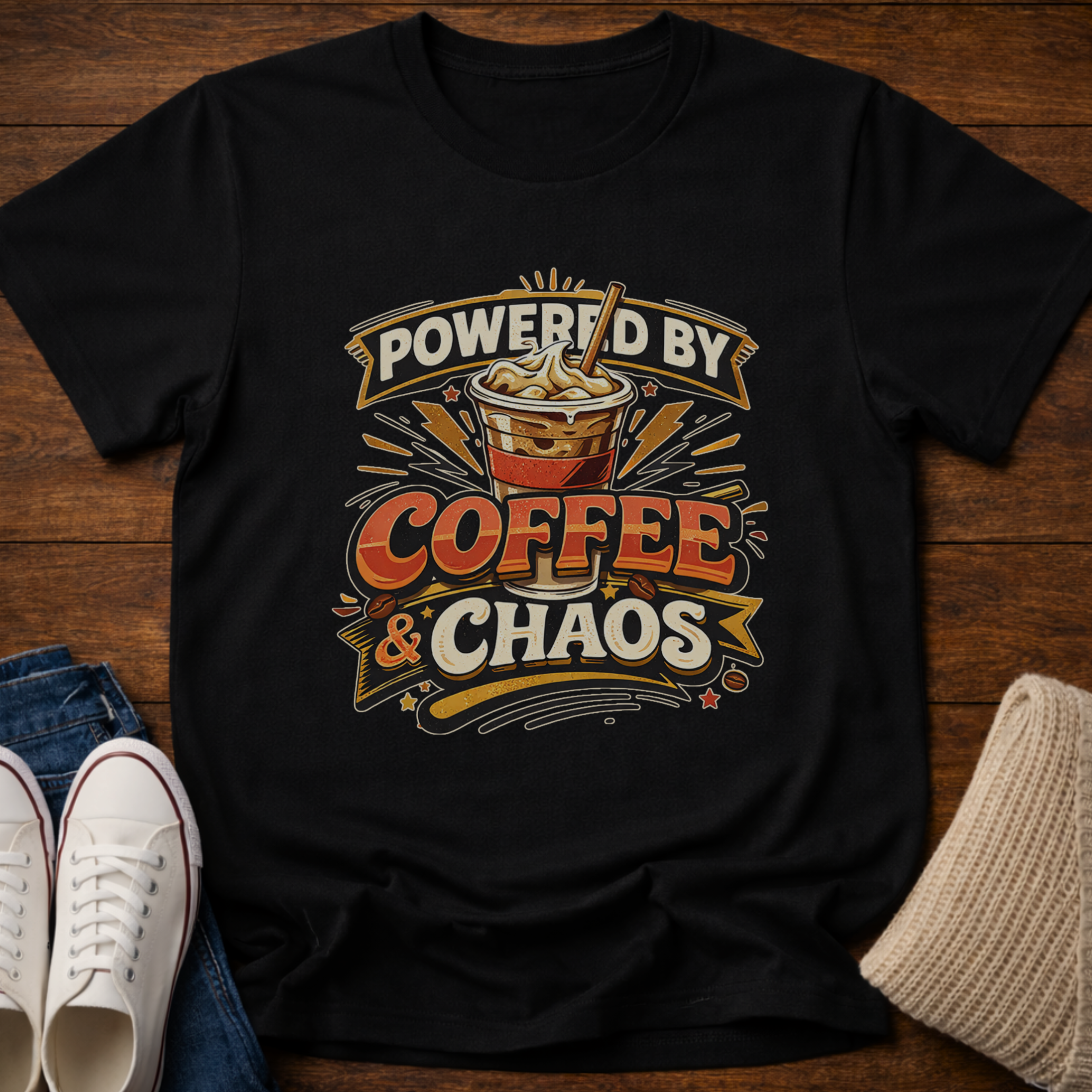 Powered by Coffee and Chaos T-Shirt