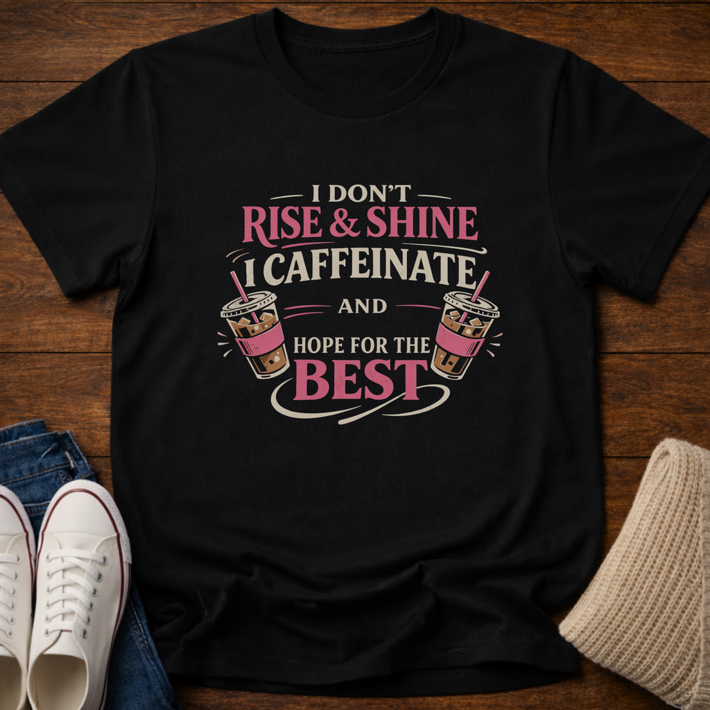 I Don't Rise and Shine I Caffeinate T-Shirt