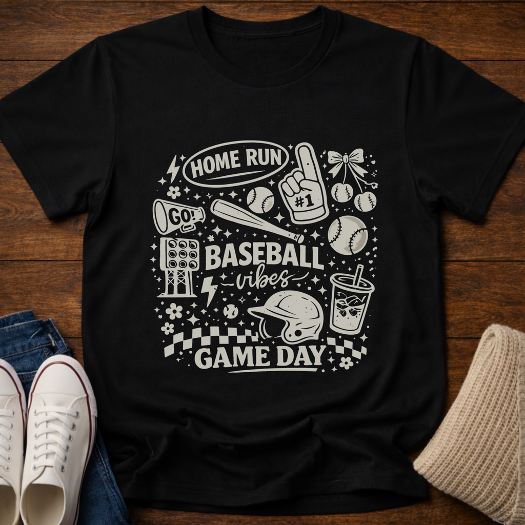 Baseball Mom Doodle Collage T-Shirt