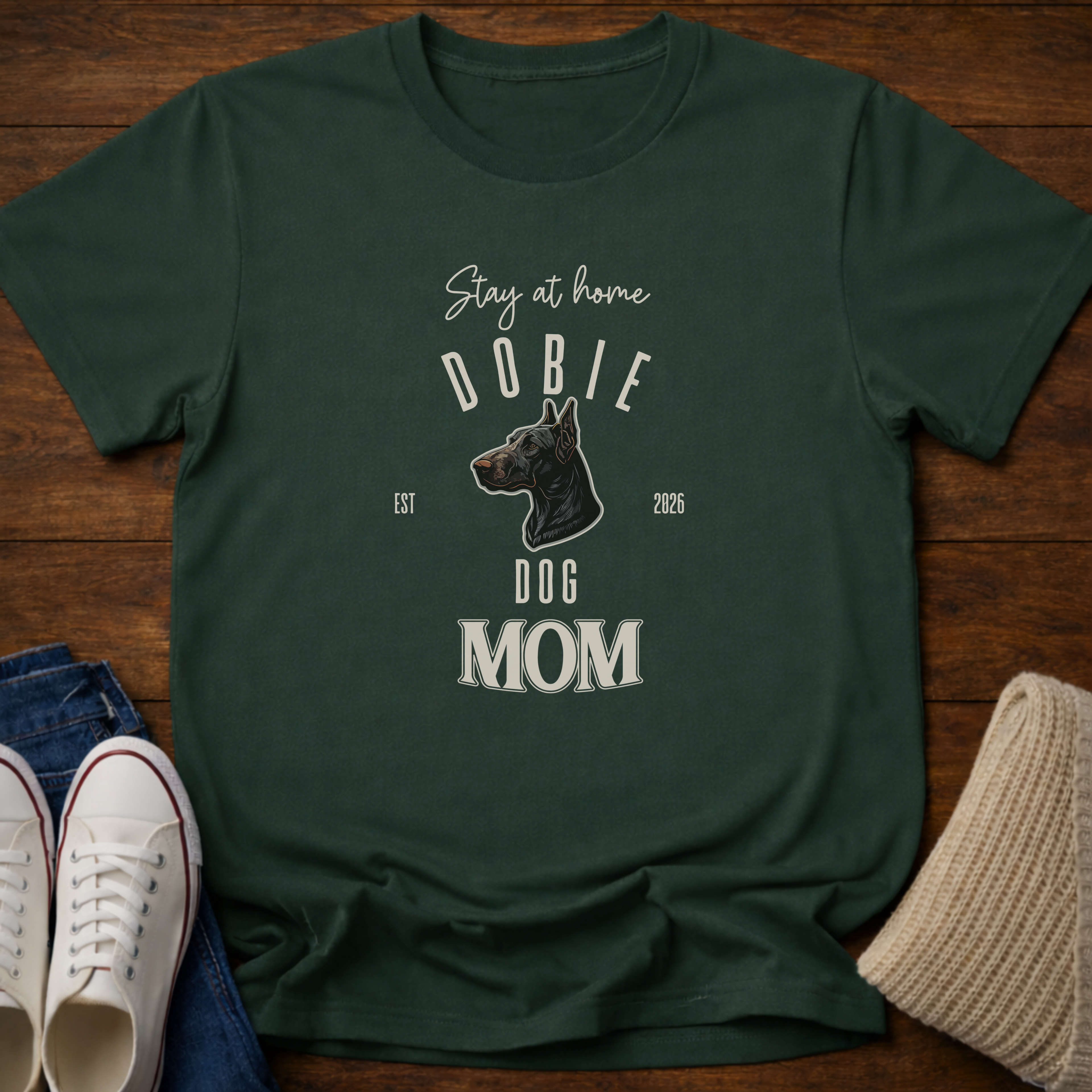 Stay at Home Dobie Mom T-Shirt