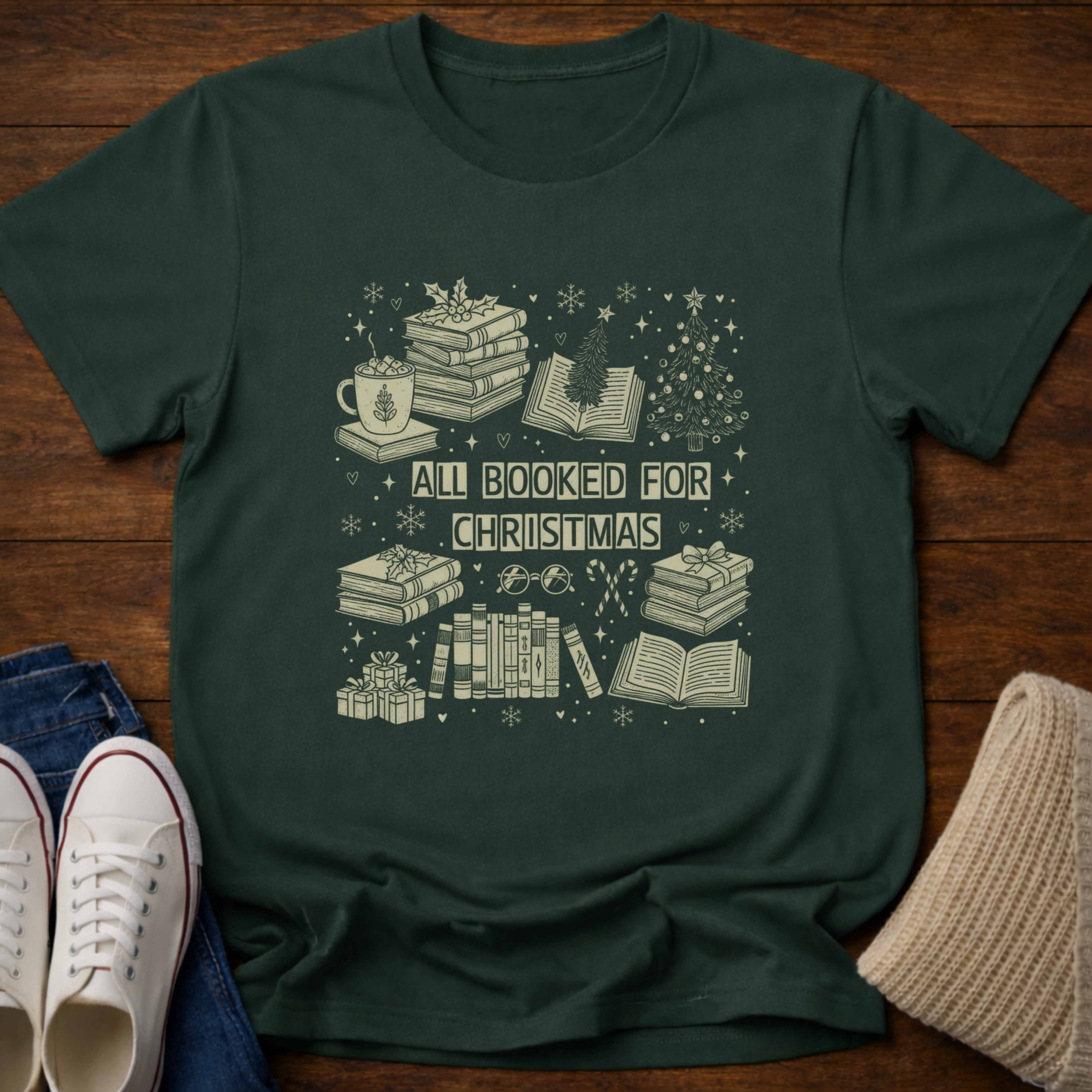 All Booked for Christmas T-Shirt