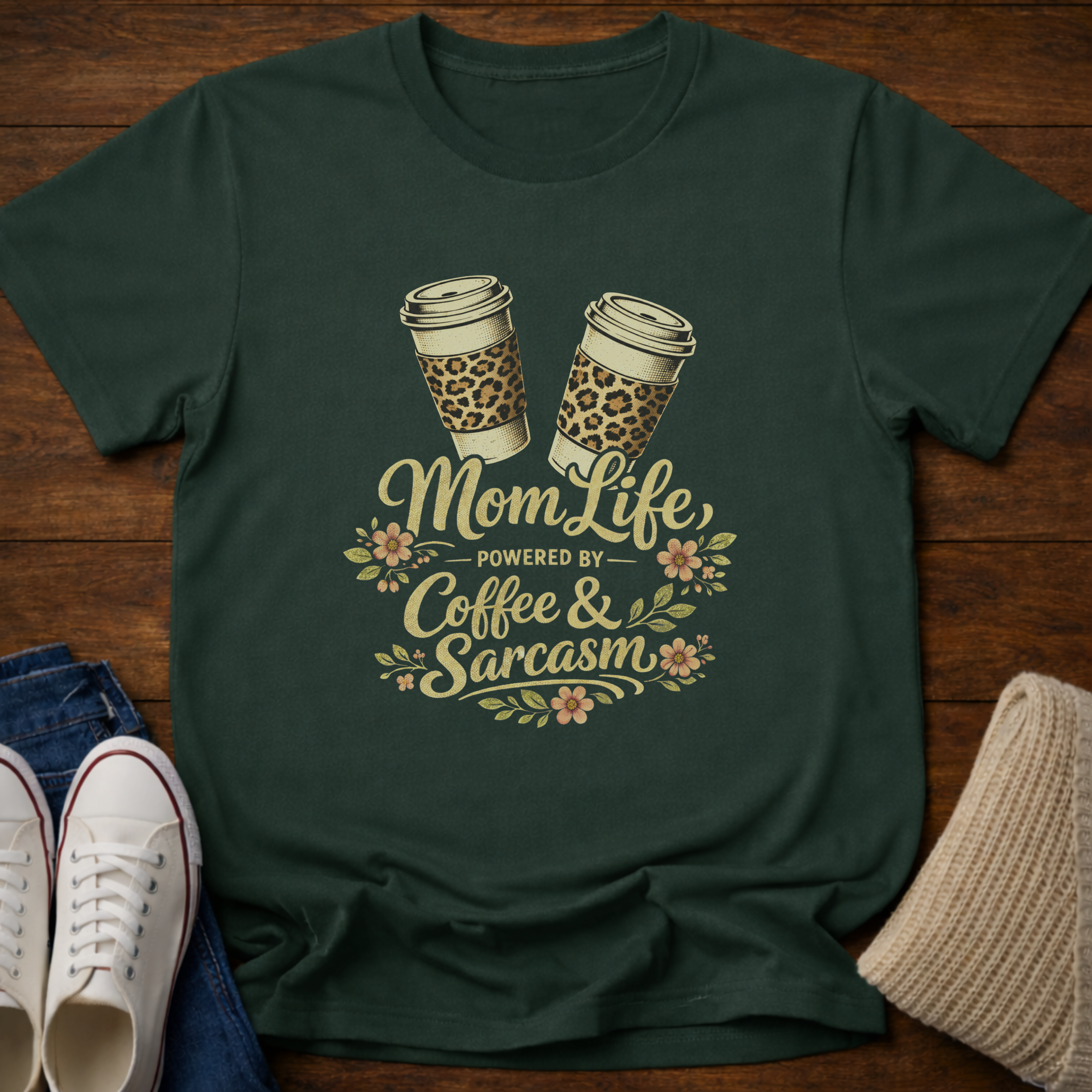 Mom Life Coffee and Sarcasm T-Shirt
