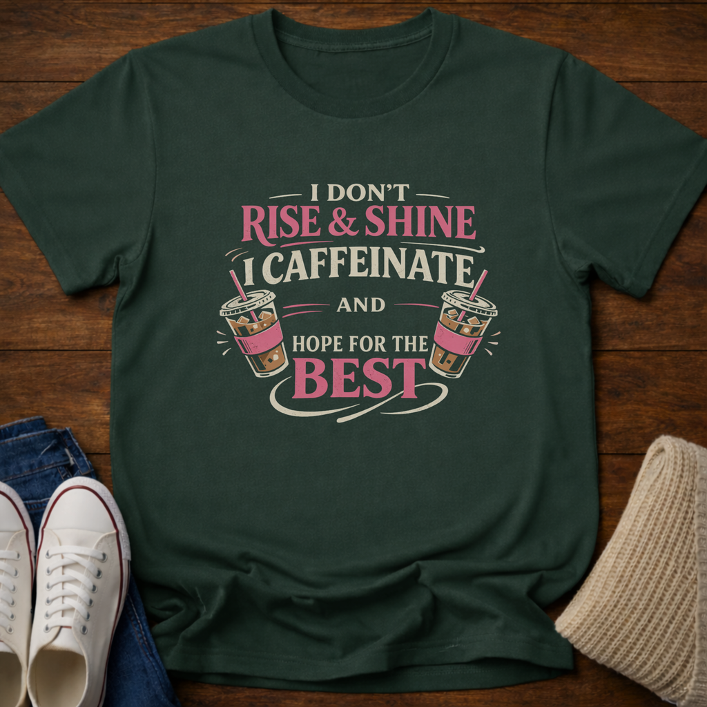 I Don't Rise and Shine I Caffeinate T-Shirt