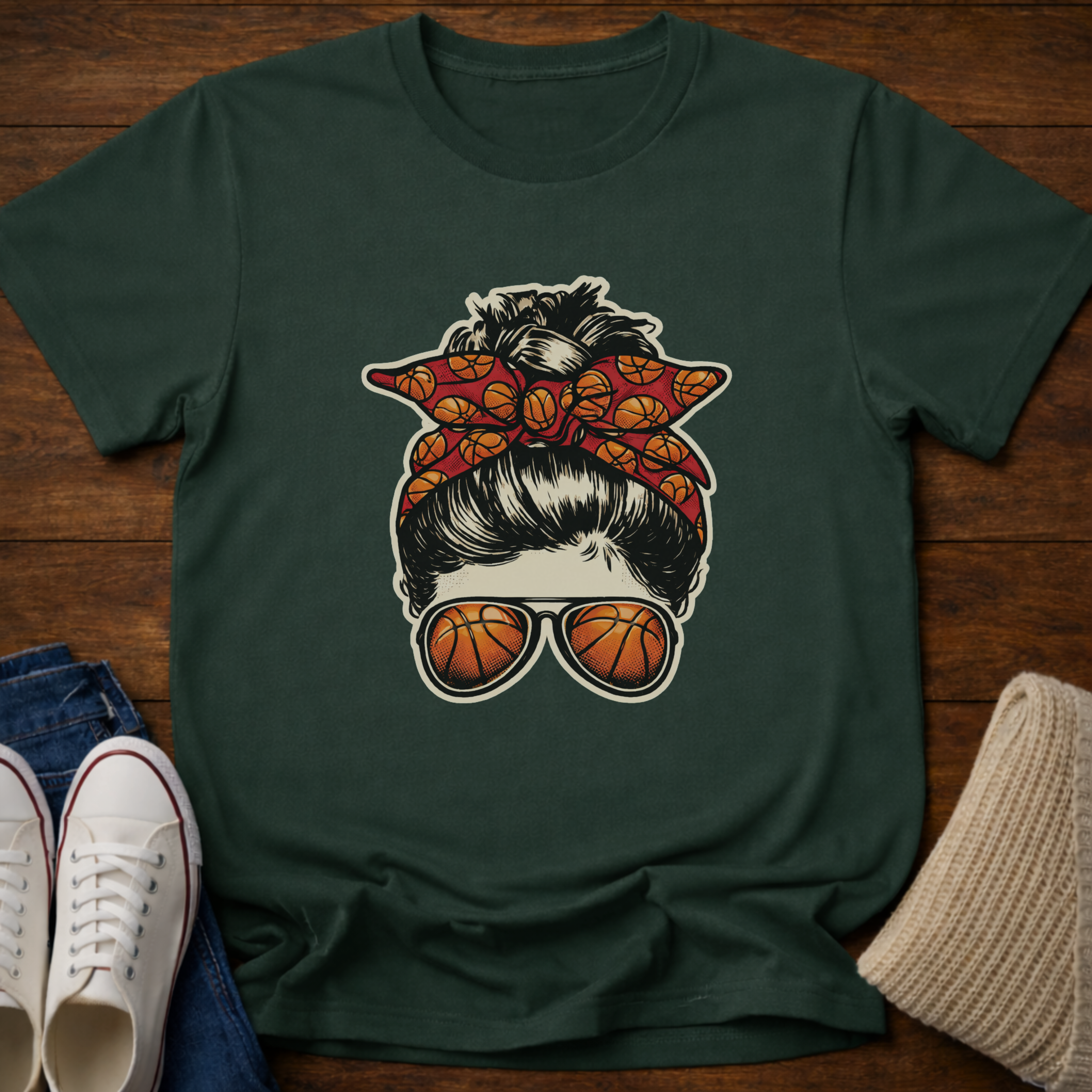 Basketball Mom Messy Bun T-Shirt