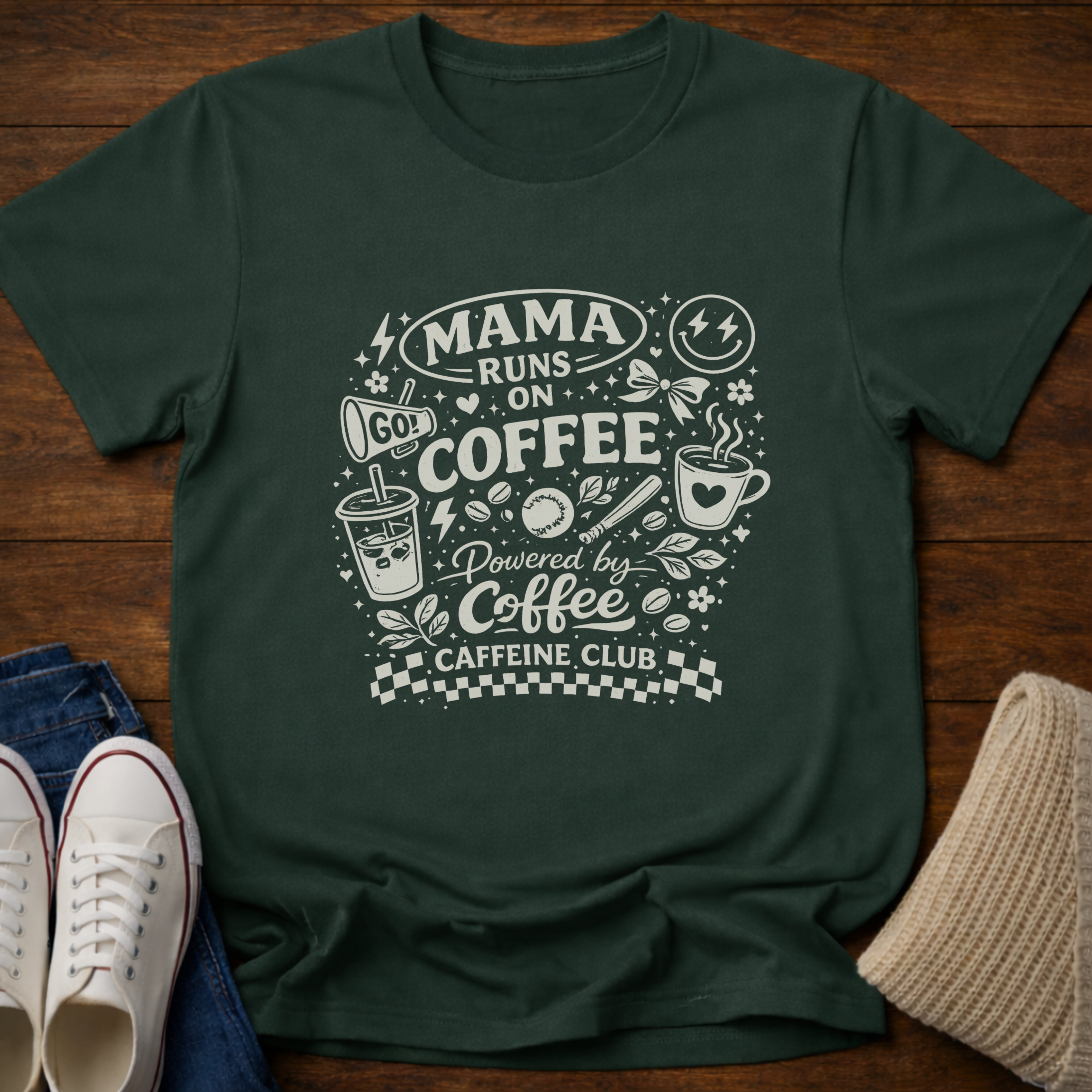 Coffee Mama Doodle Collage T-Shirt