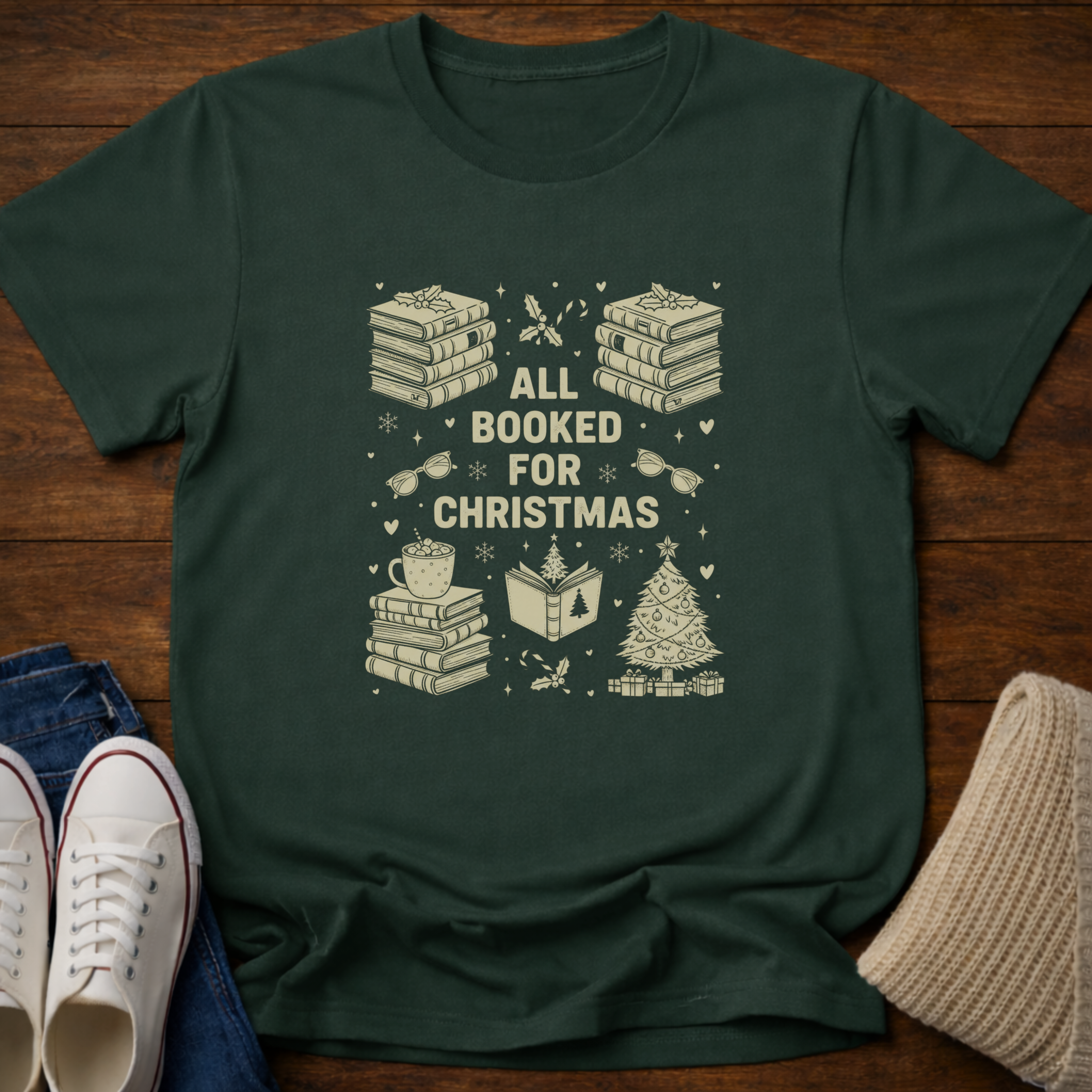 All Booked Christmas Doodle T-Shirt