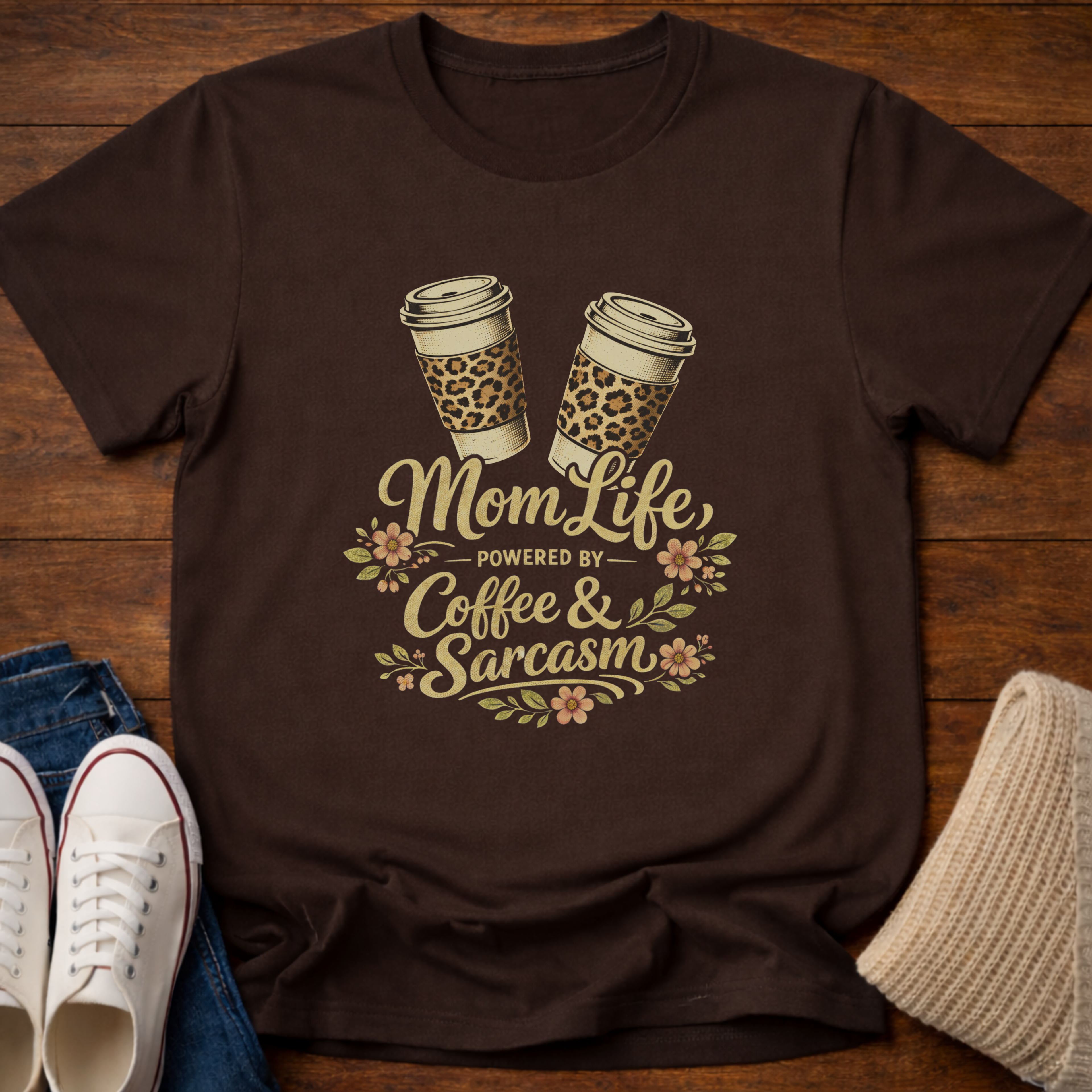 Mom Life Coffee and Sarcasm T-Shirt