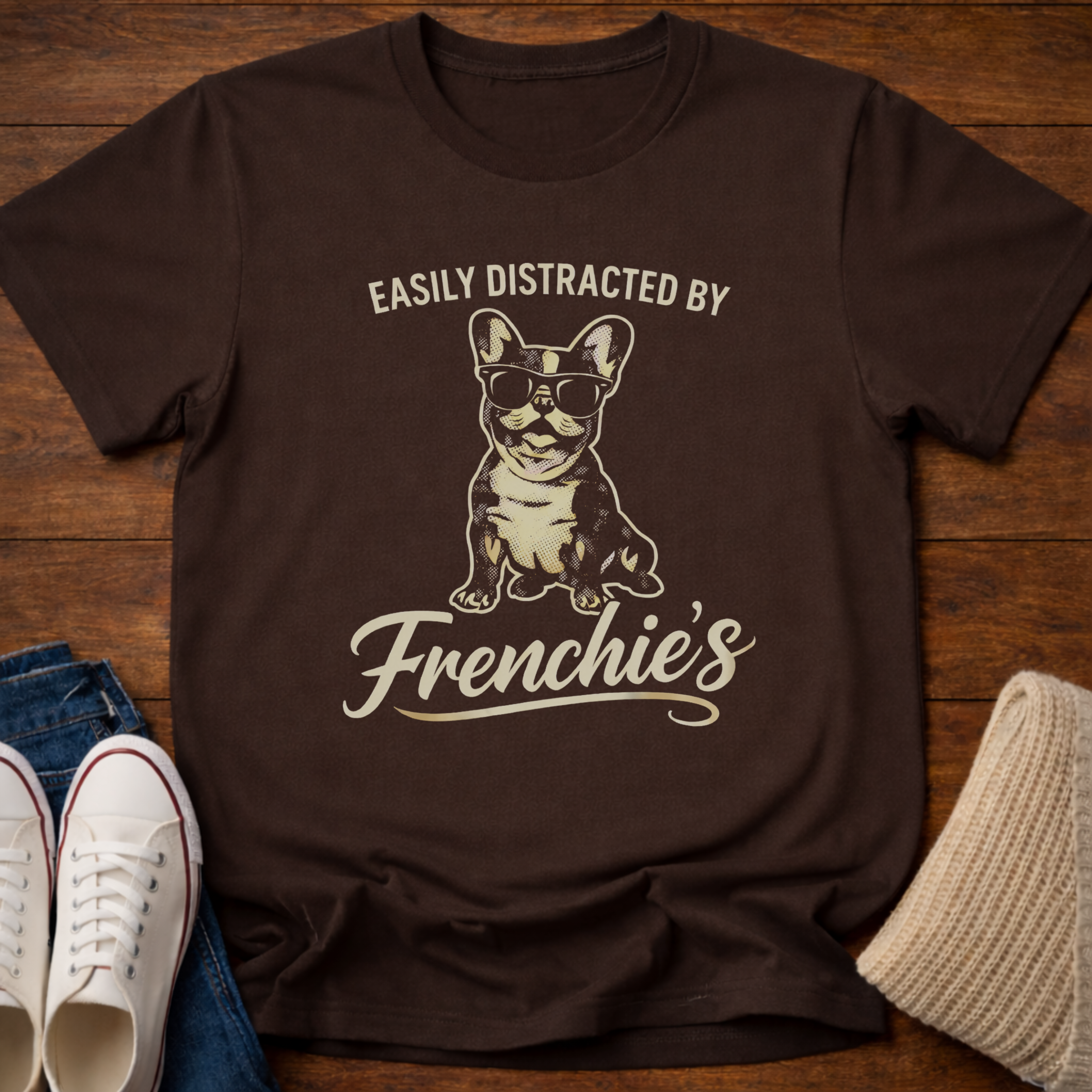 Distracted By Frenchie's T-Shirt