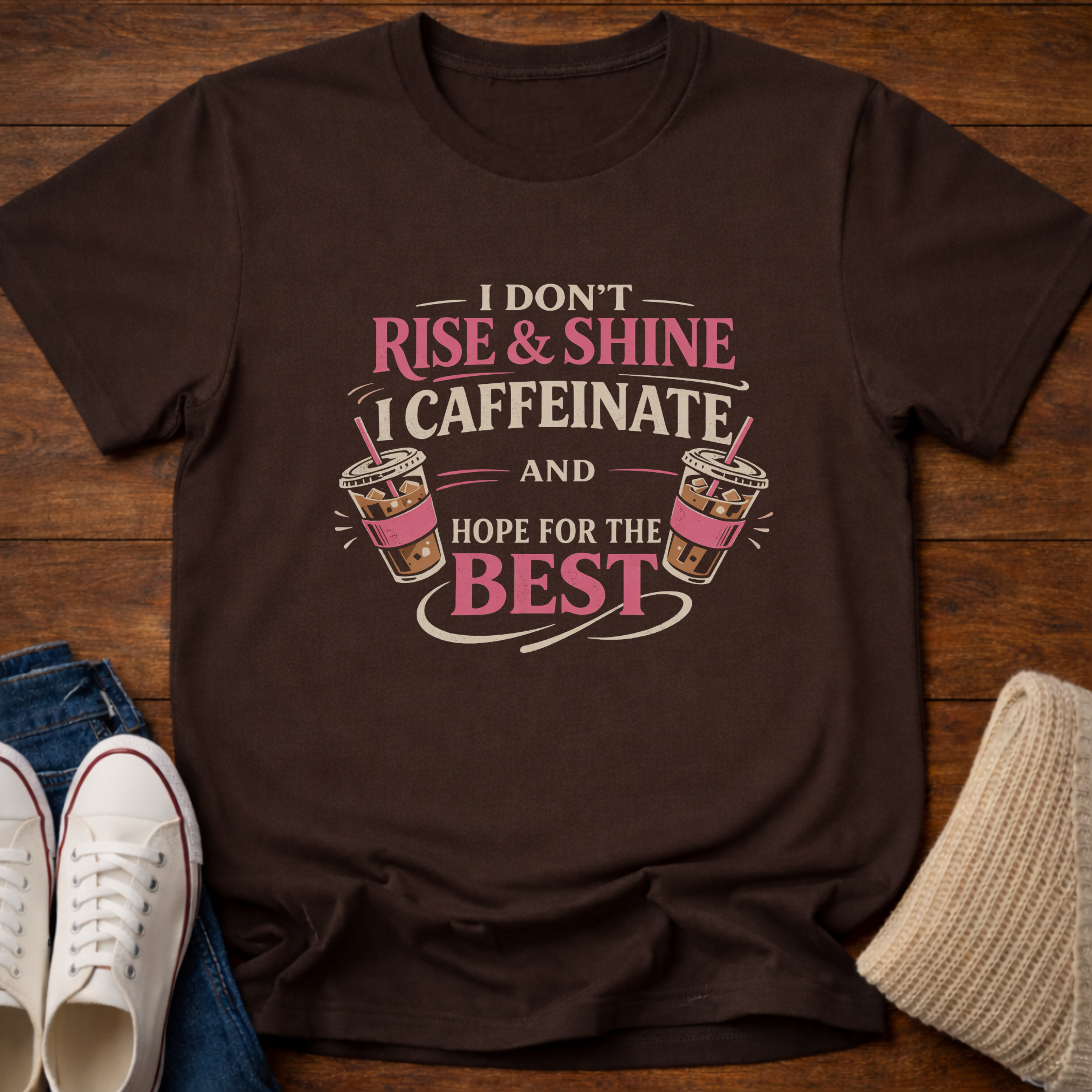 I Don't Rise and Shine I Caffeinate T-Shirt