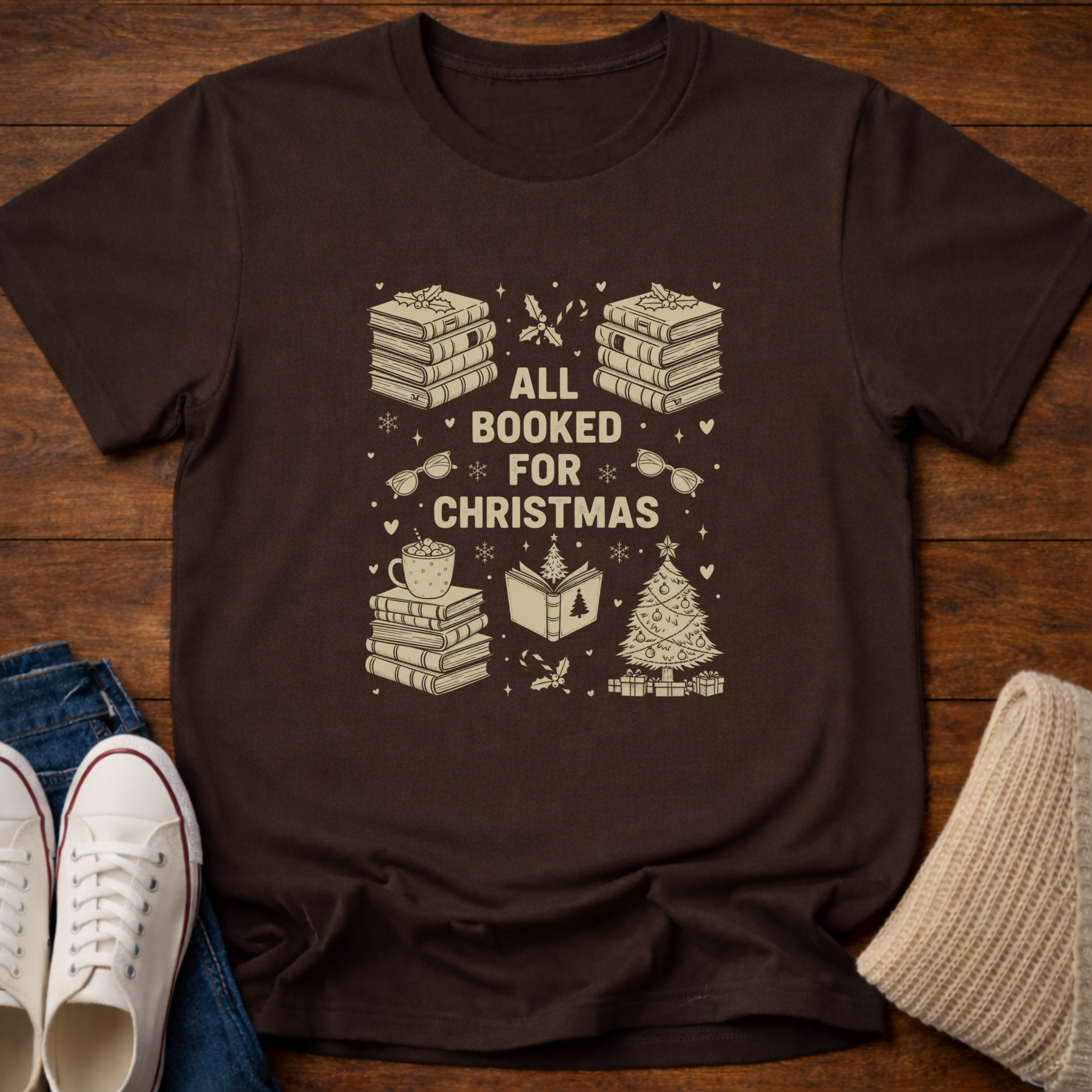 All Booked Christmas Doodle T-Shirt