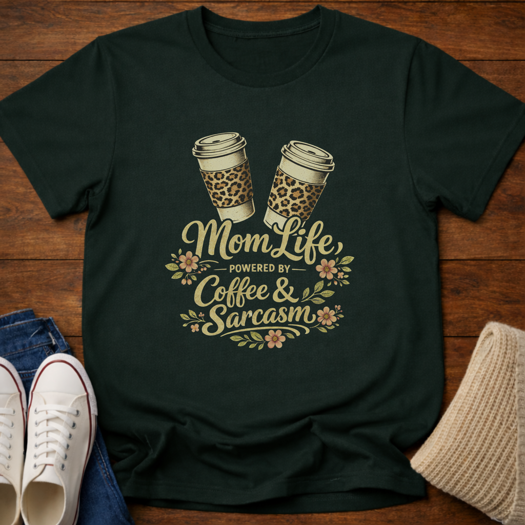 Mom Life Coffee and Sarcasm T-Shirt