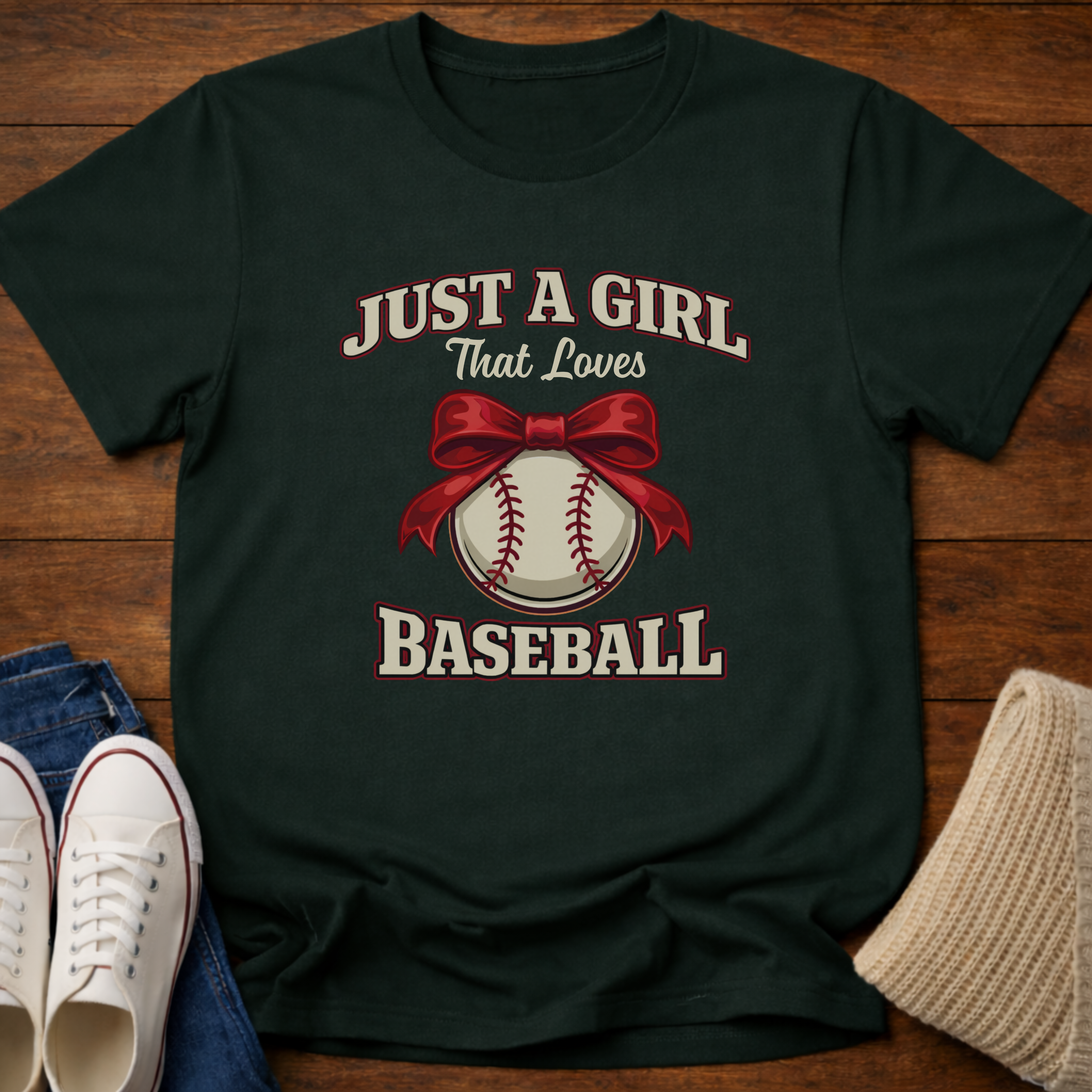 Coquette Bow Just A Baseball Girl T-Shirt