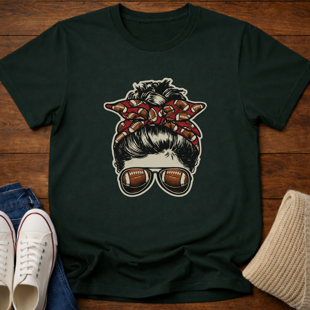 Football Mom Messy Bun T-Shirt