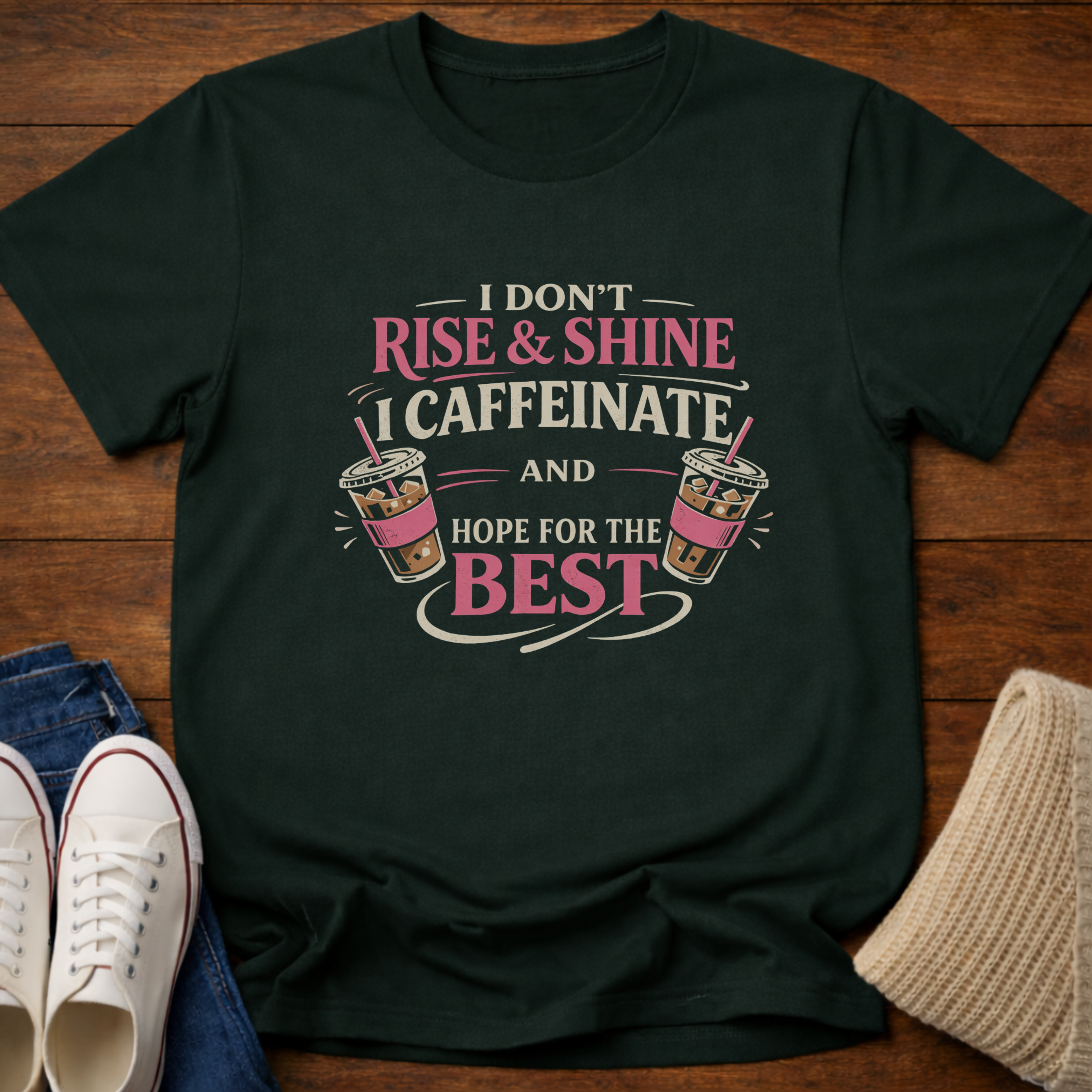I Don't Rise and Shine I Caffeinate T-Shirt