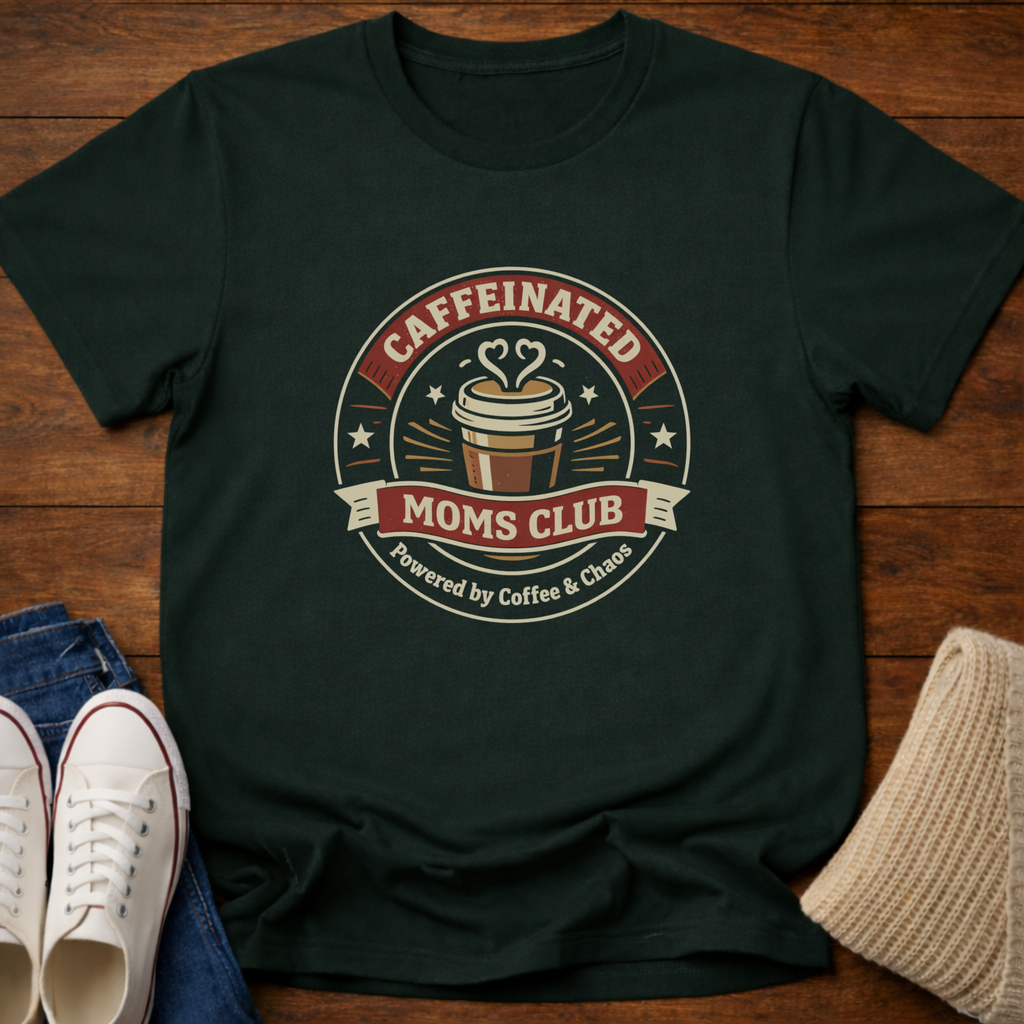 Caffeinated Moms Badge T-Shirt