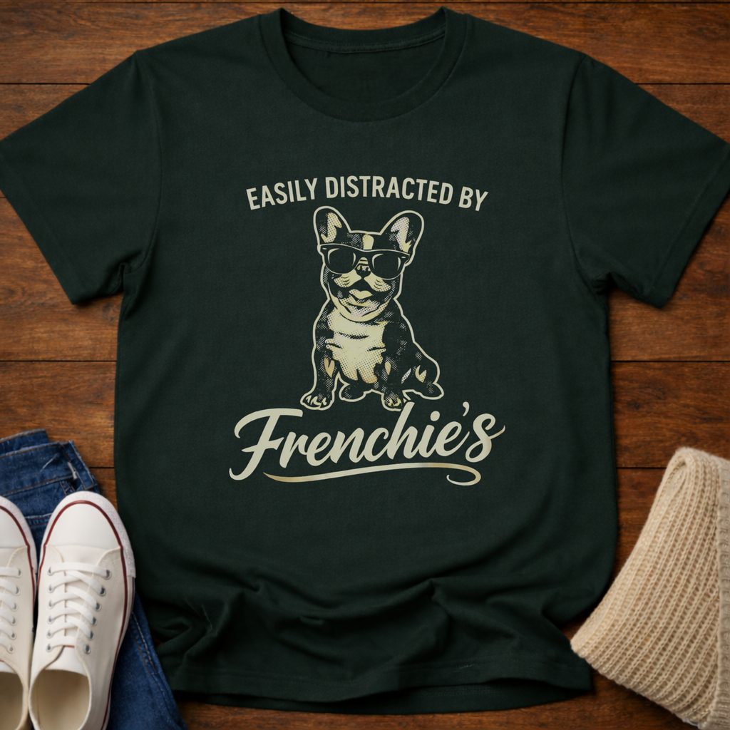 Distracted By Frenchie's T-Shirt