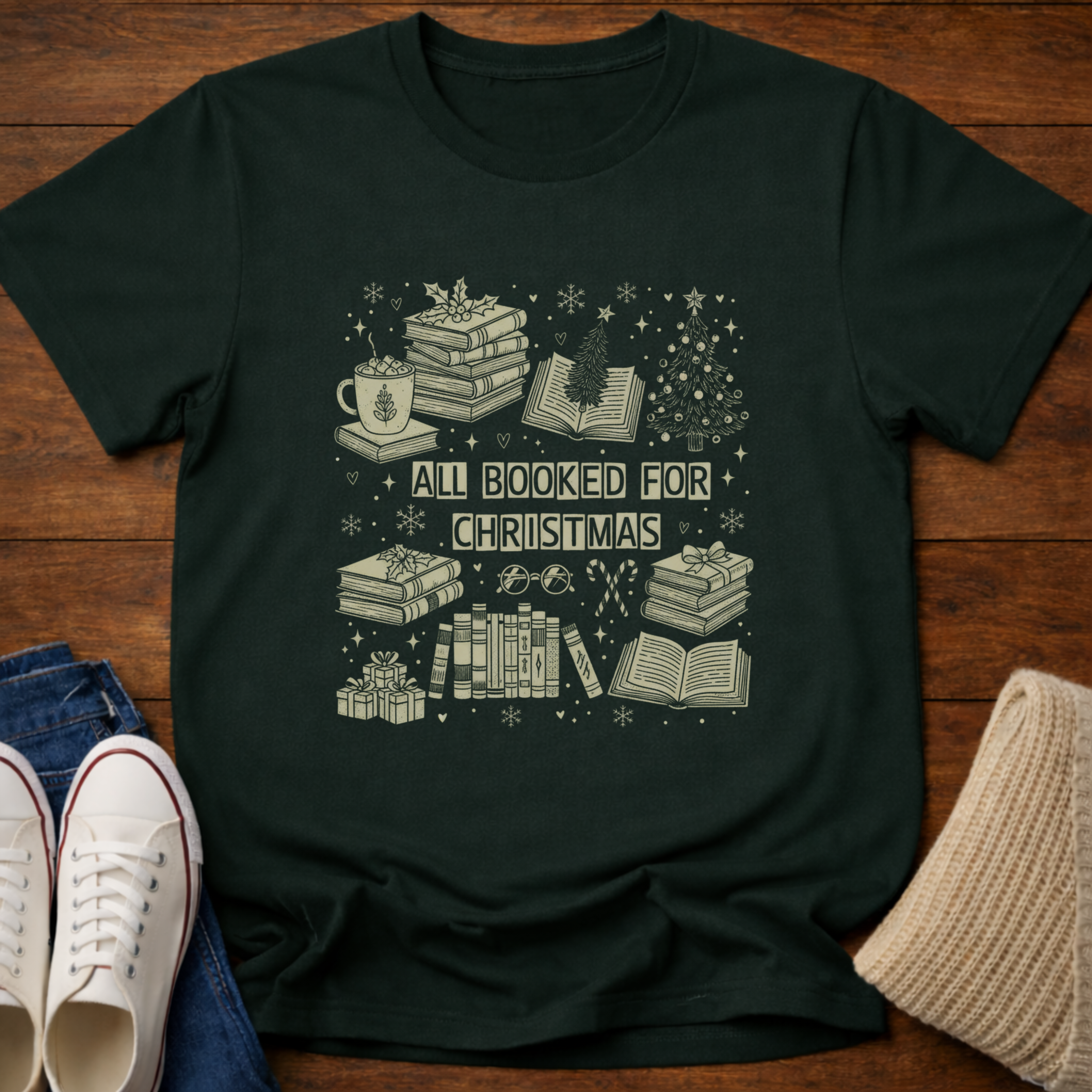 All Booked for Christmas T-Shirt