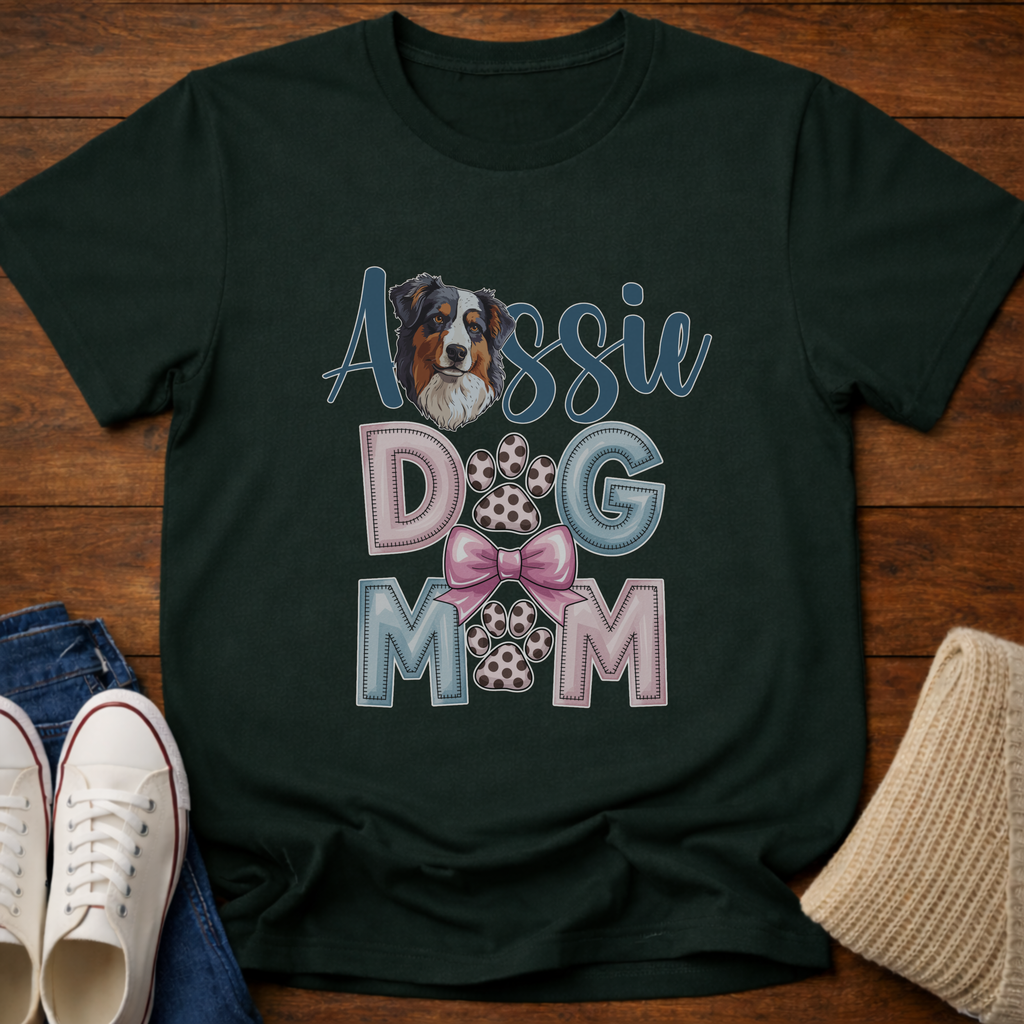 Aussie Mom Paw Print T-Shirt
