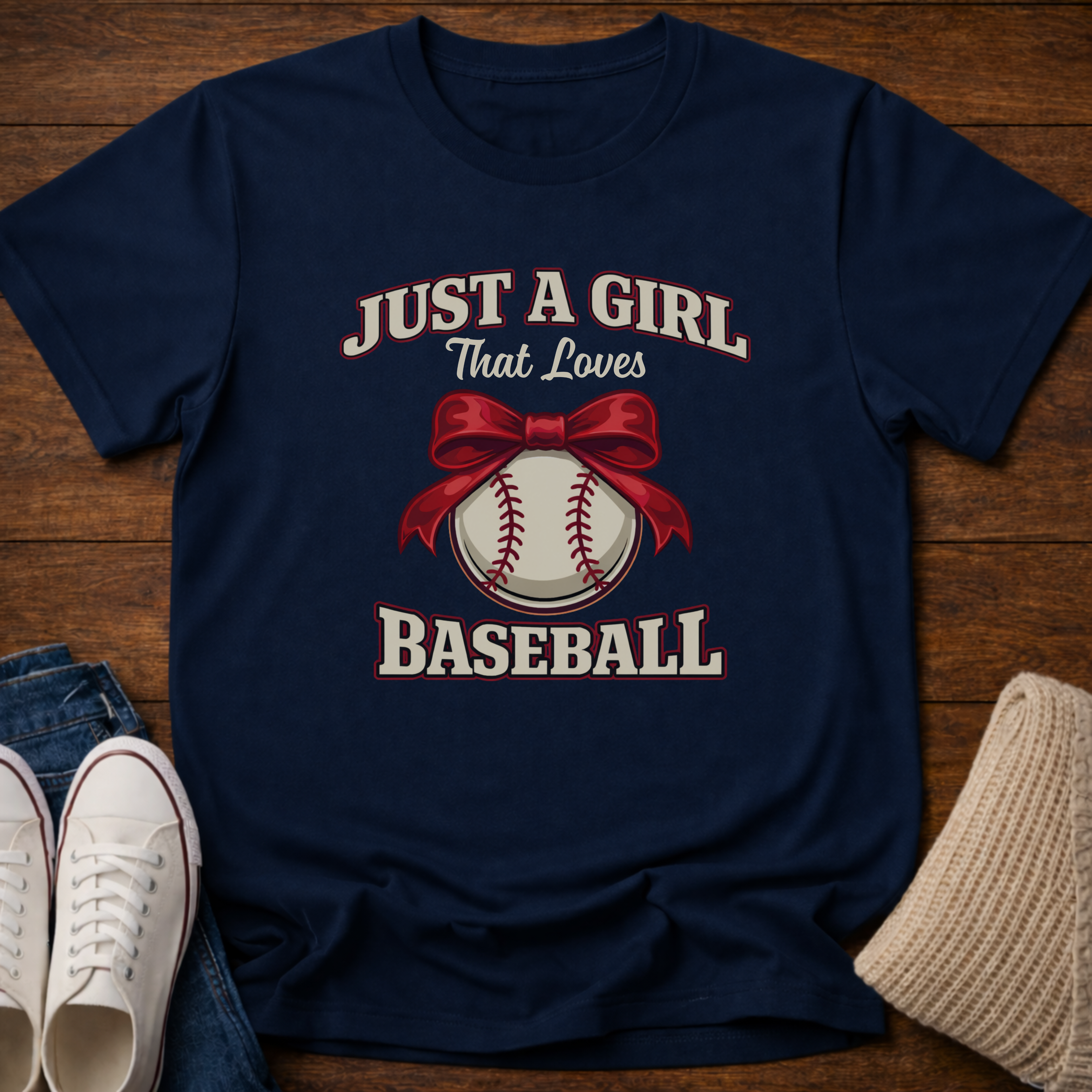 Coquette Bow Just A Baseball Girl T-Shirt