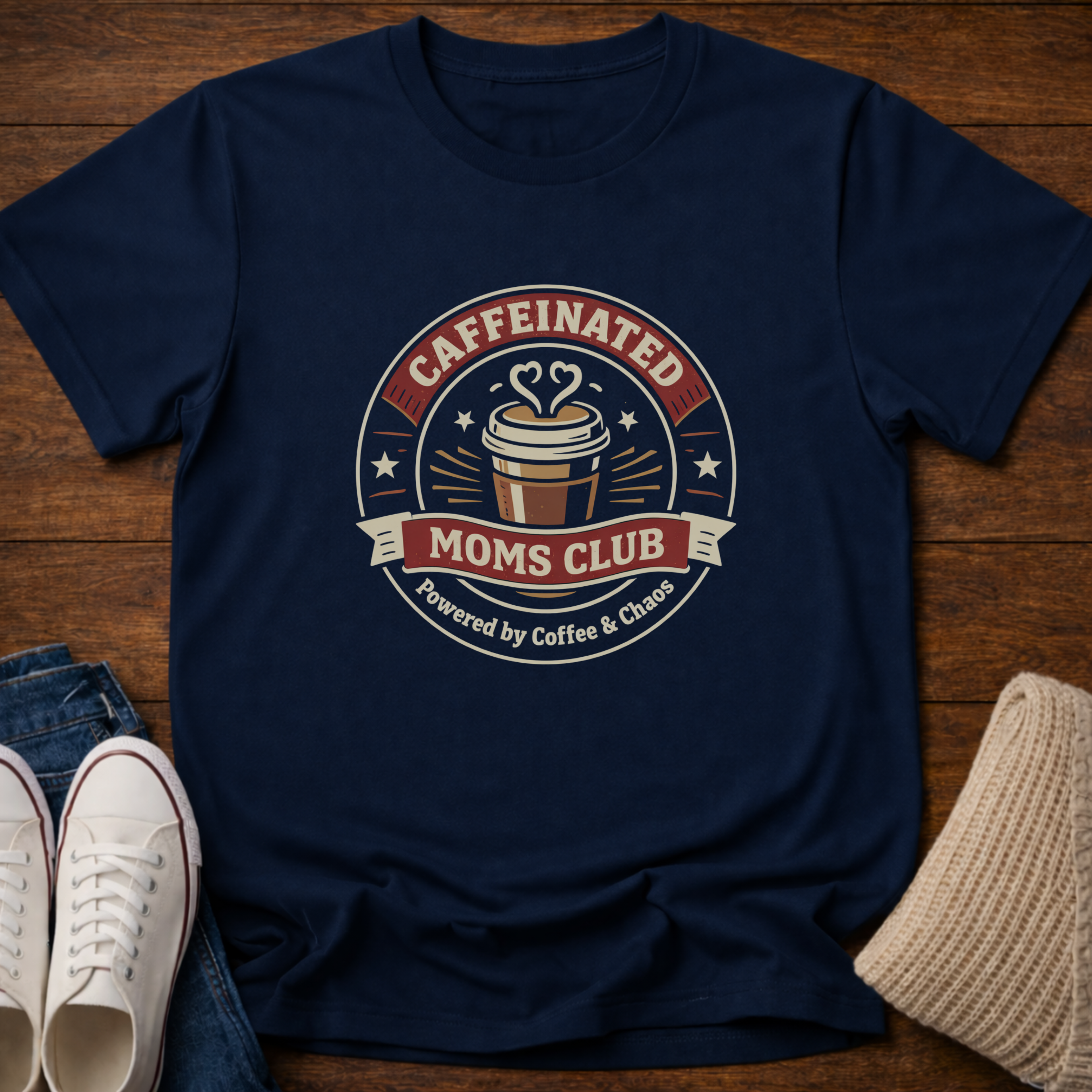 Caffeinated Moms Badge T-Shirt