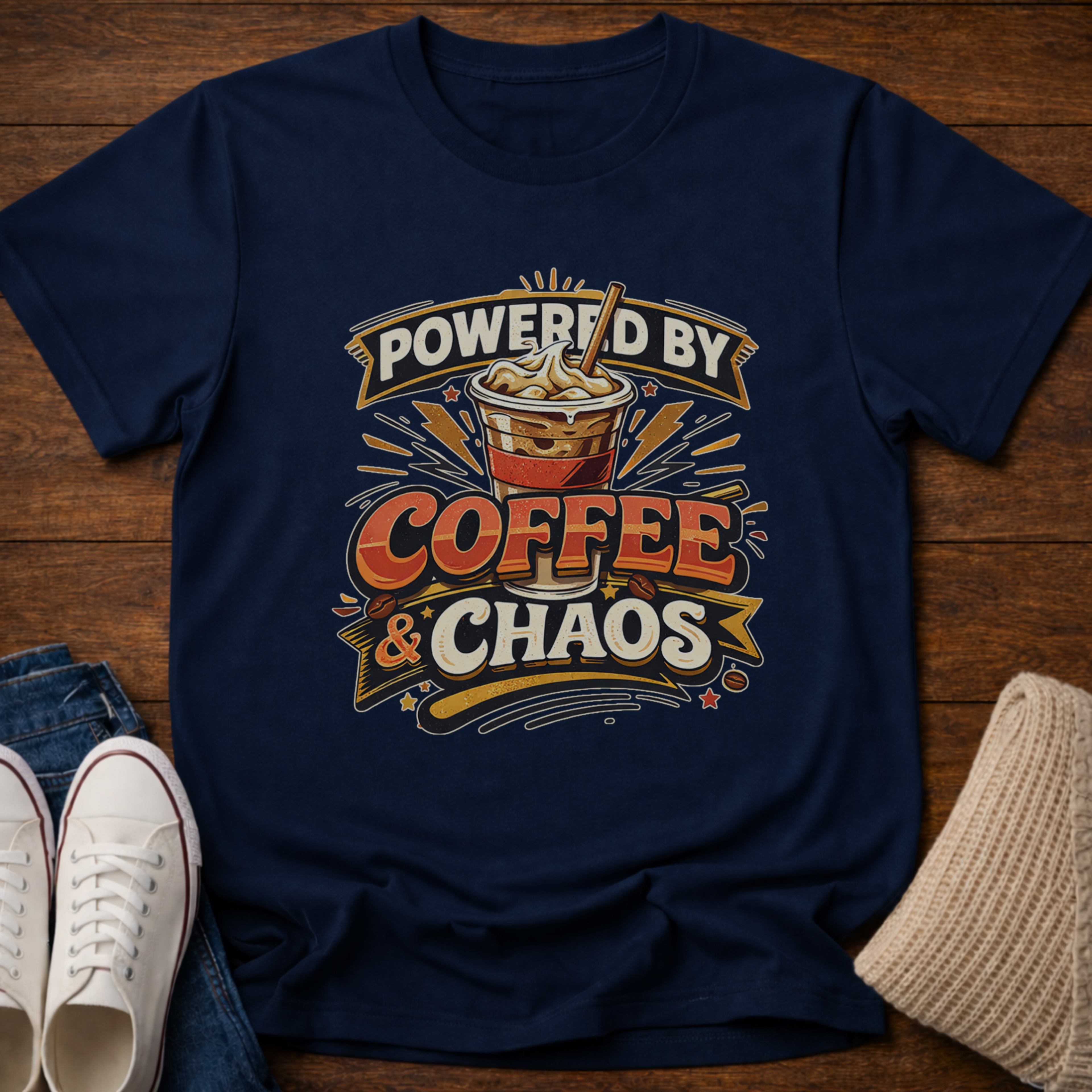 Powered by Coffee and Chaos T-Shirt