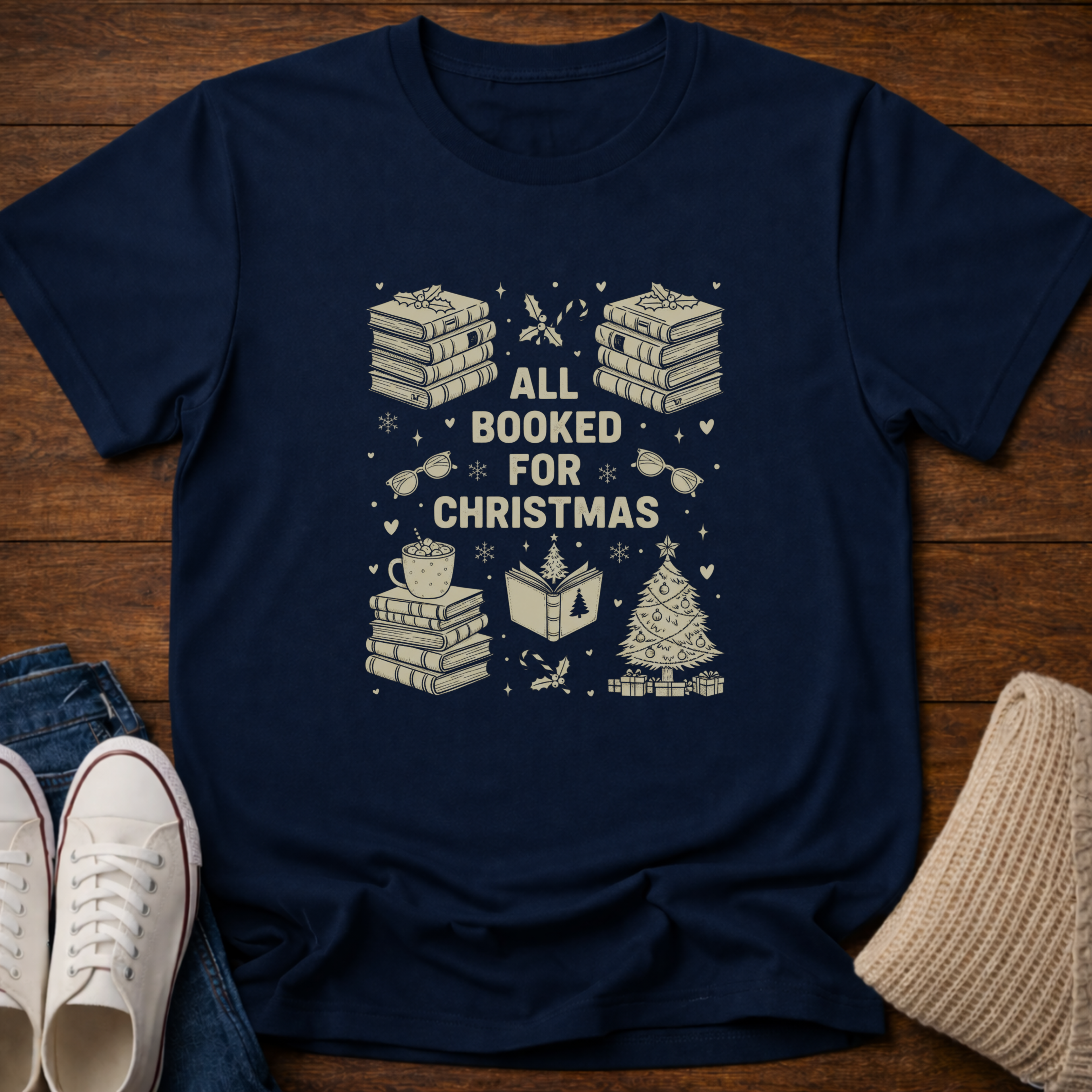 All Booked Christmas Doodle T-Shirt