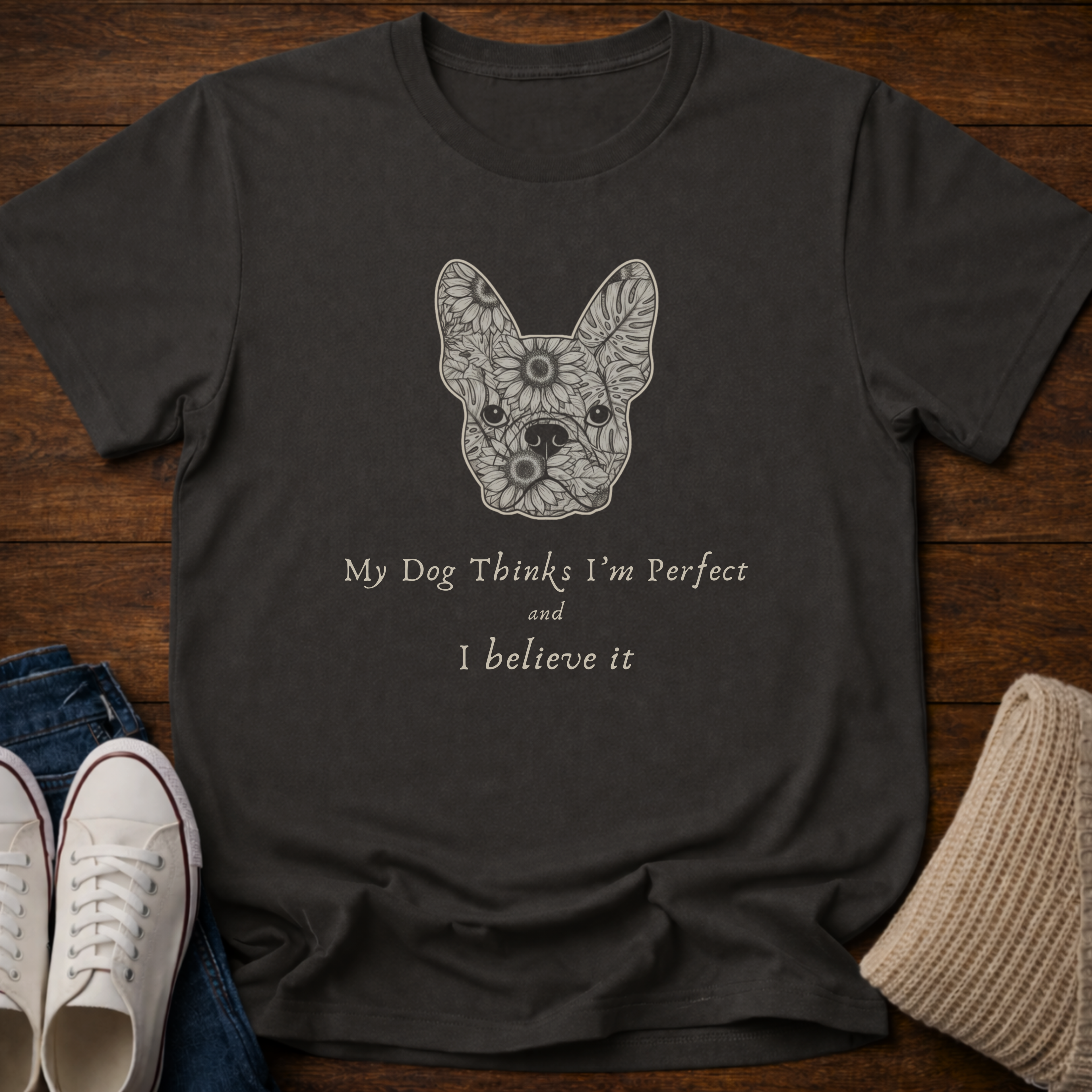 My Frenchie Thinks I'm Perfect T-Shirt