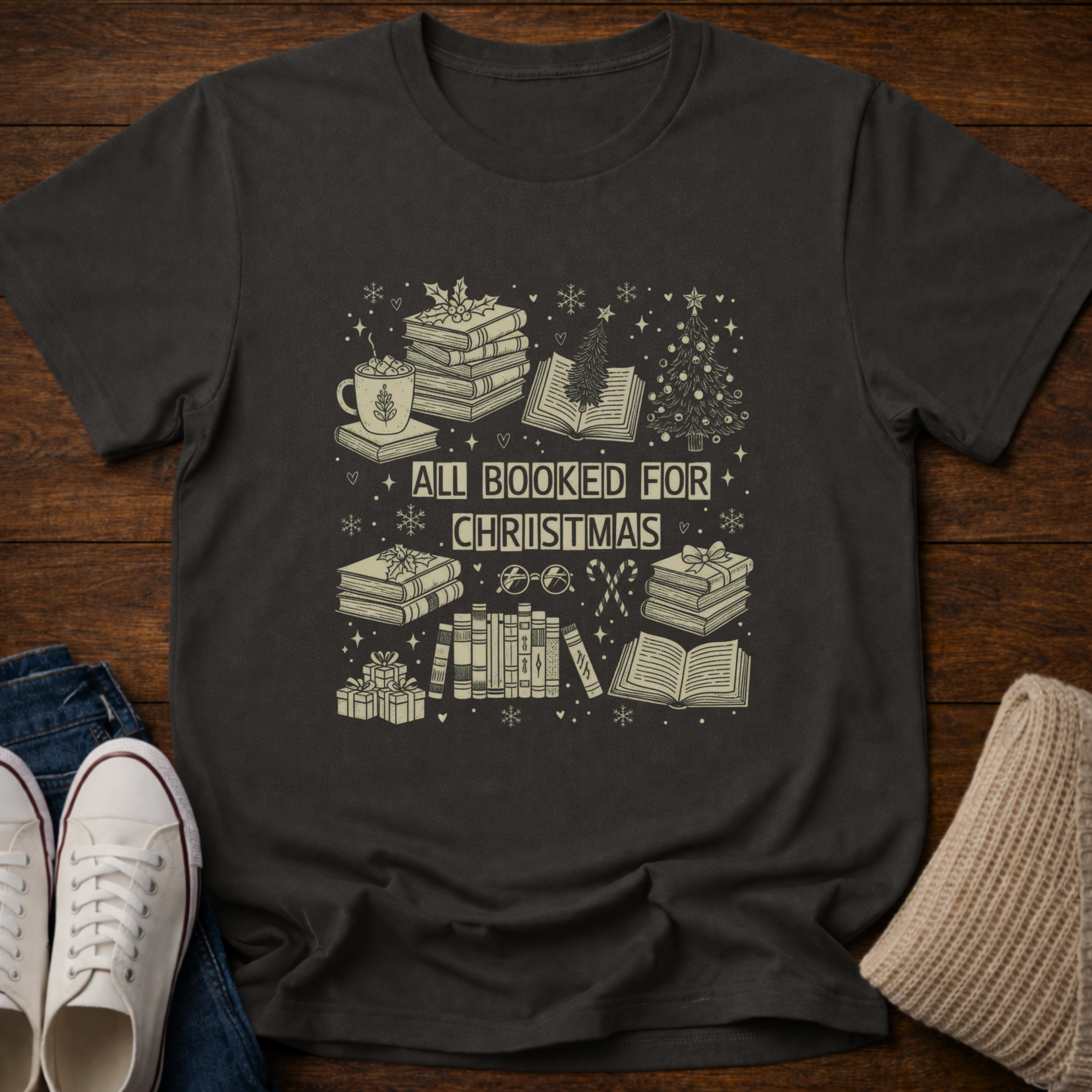 All Booked for Christmas T-Shirt