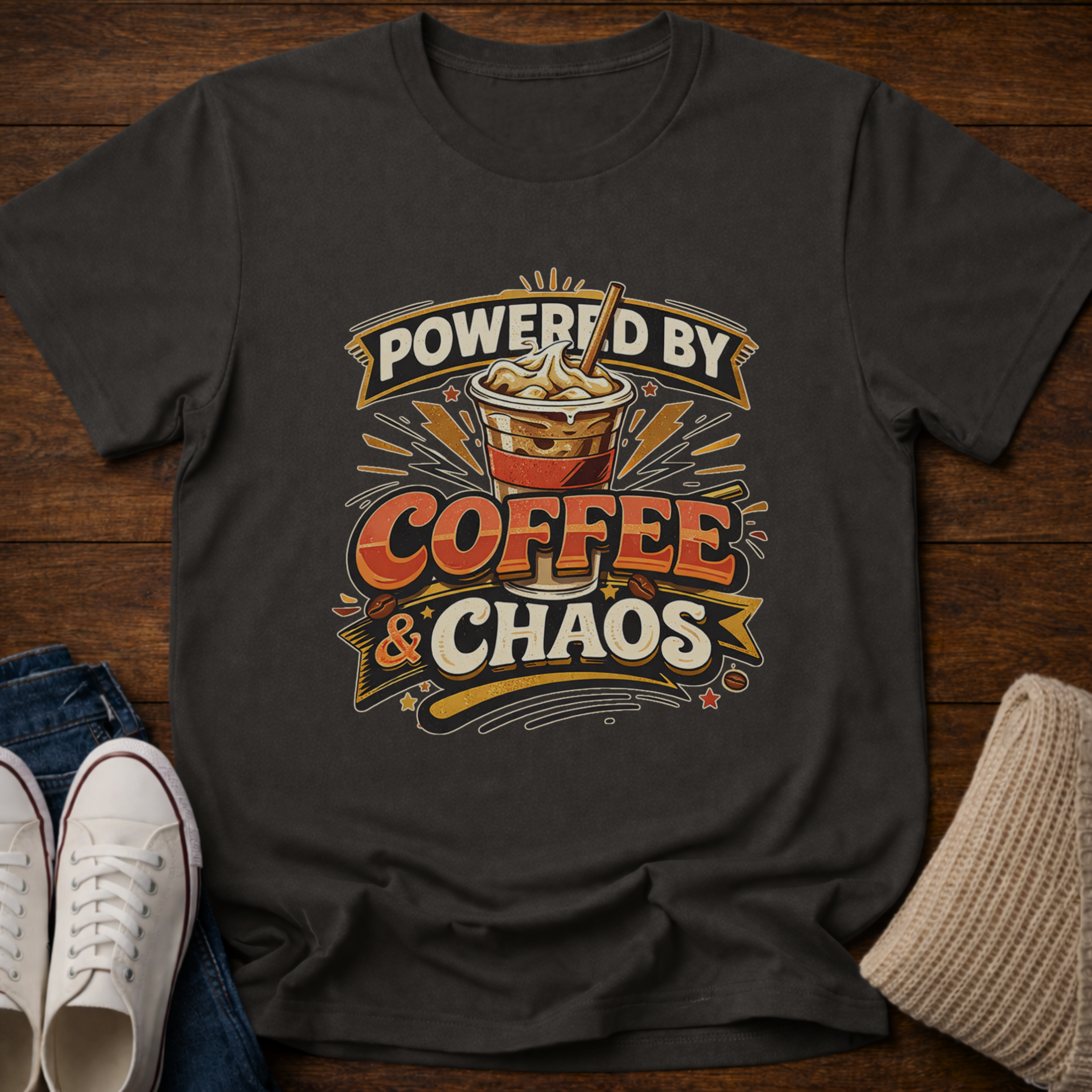 Powered by Coffee and Chaos T-Shirt