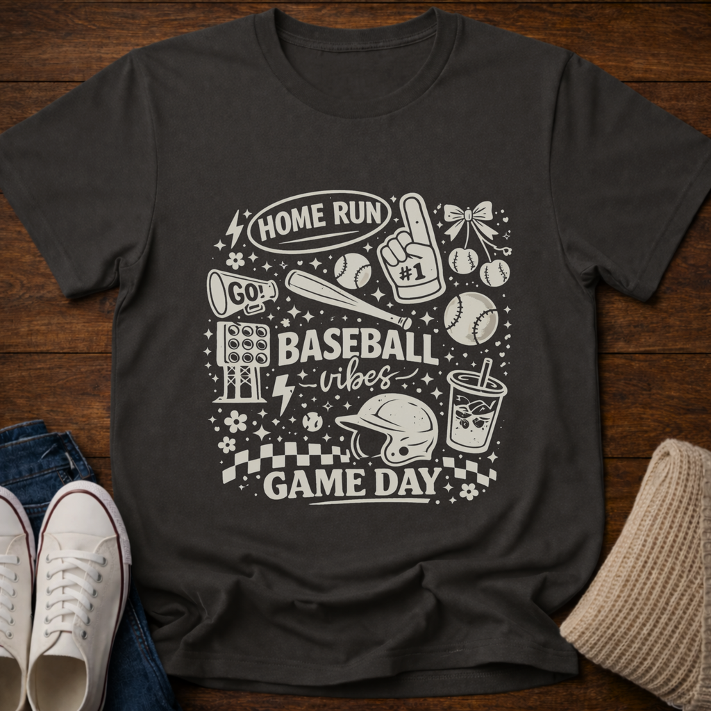 Baseball Mom Doodle Collage T-Shirt