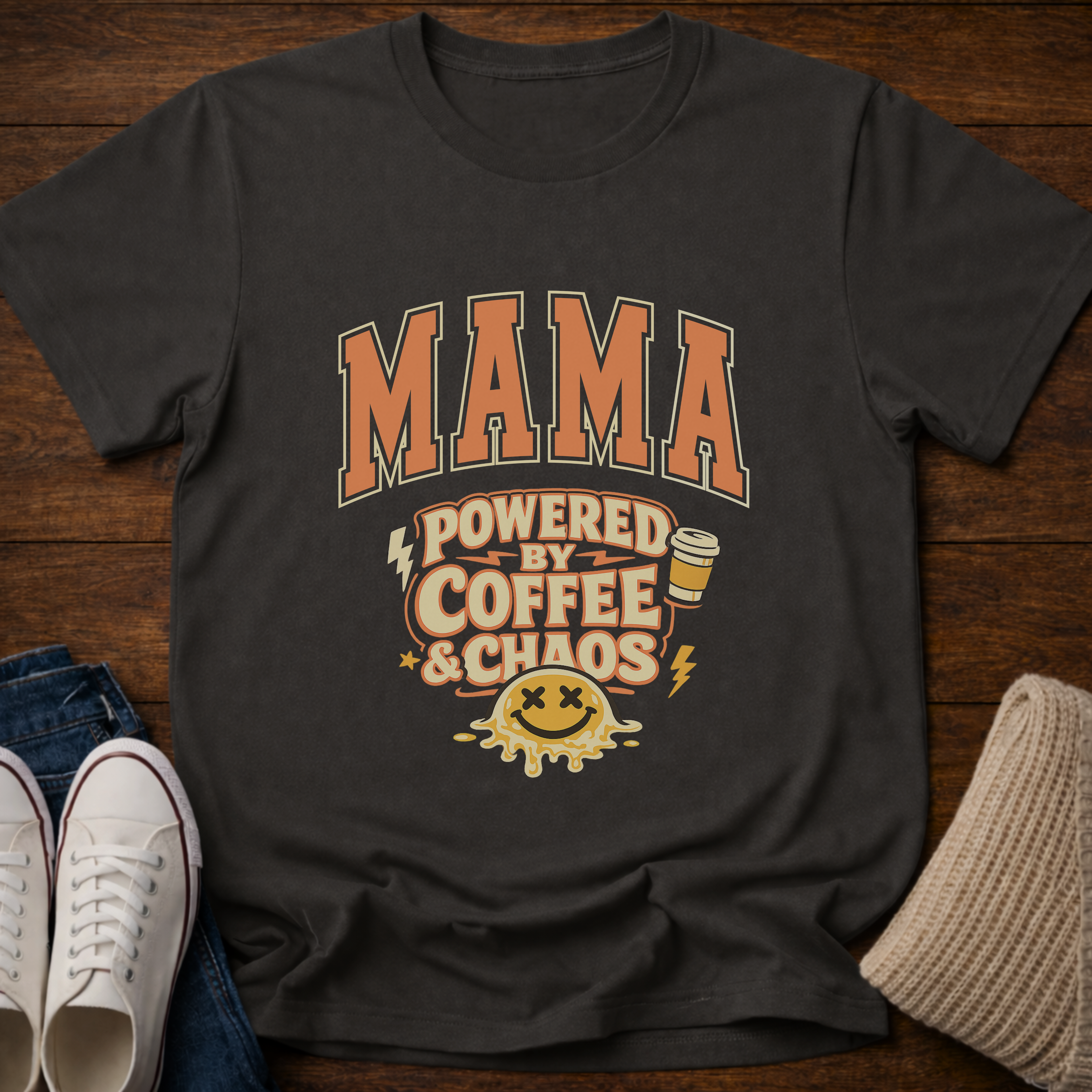 Mama Powered by Coffee and Chaos T-Shirt