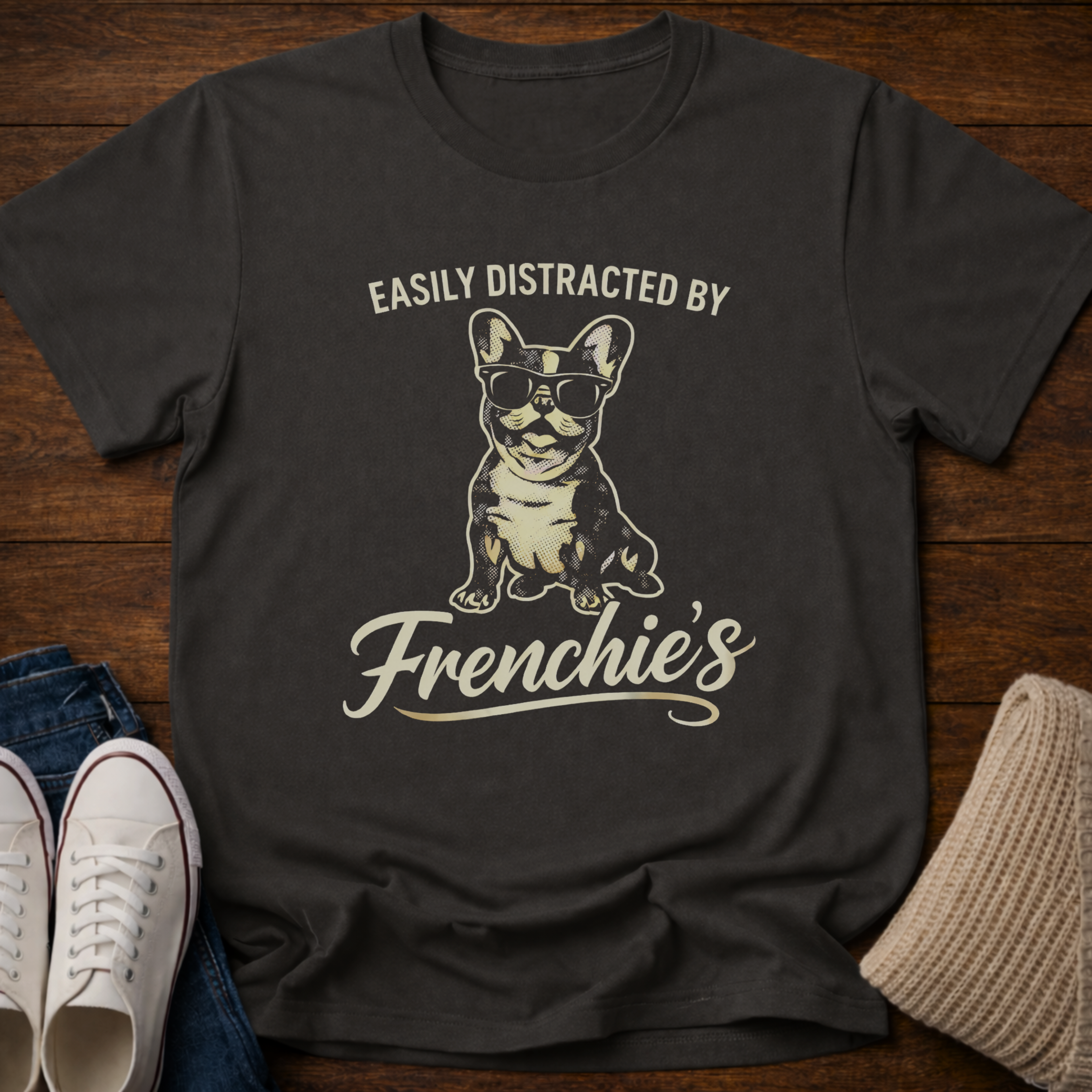 Distracted By Frenchie's T-Shirt