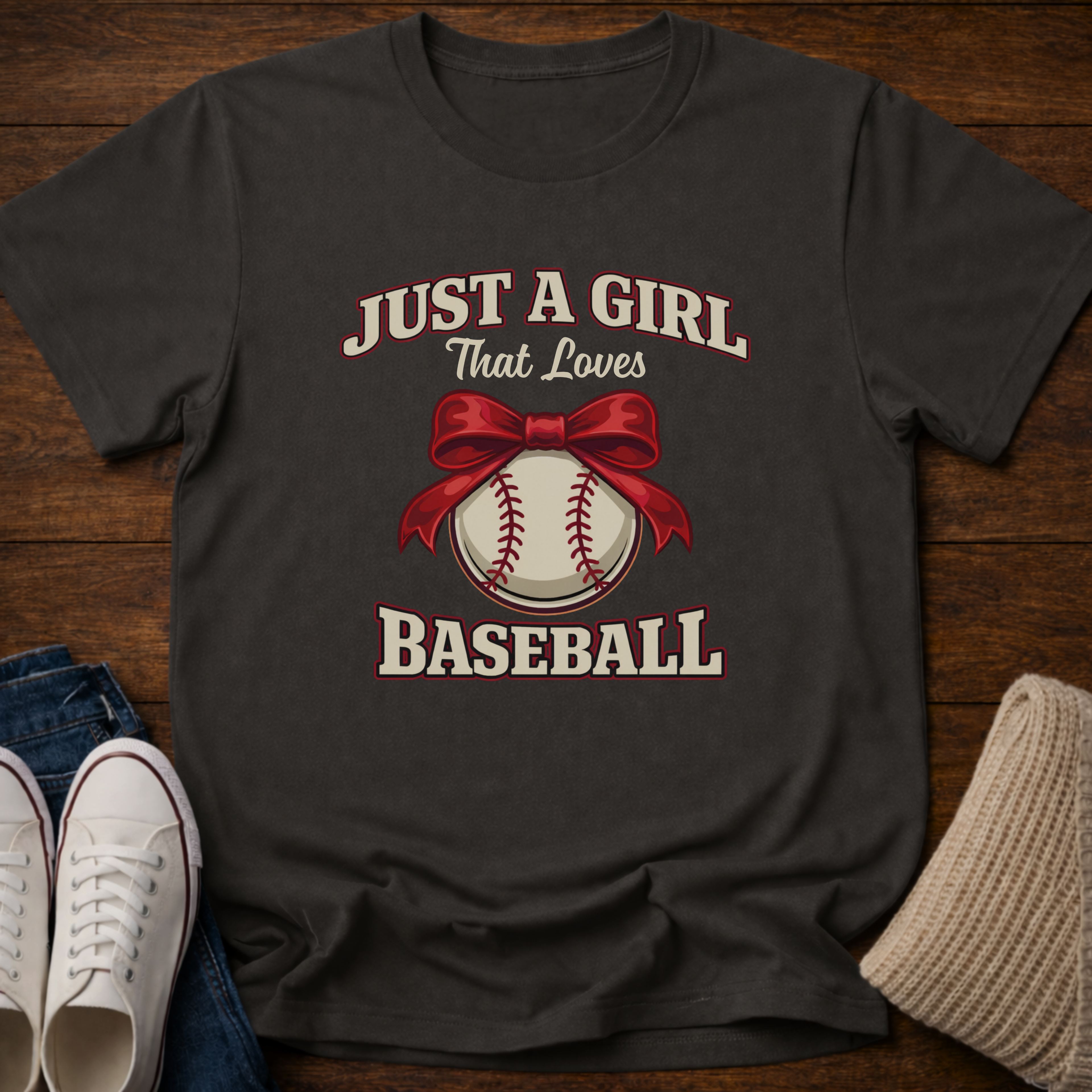 Coquette Bow Just A Baseball Girl T-Shirt